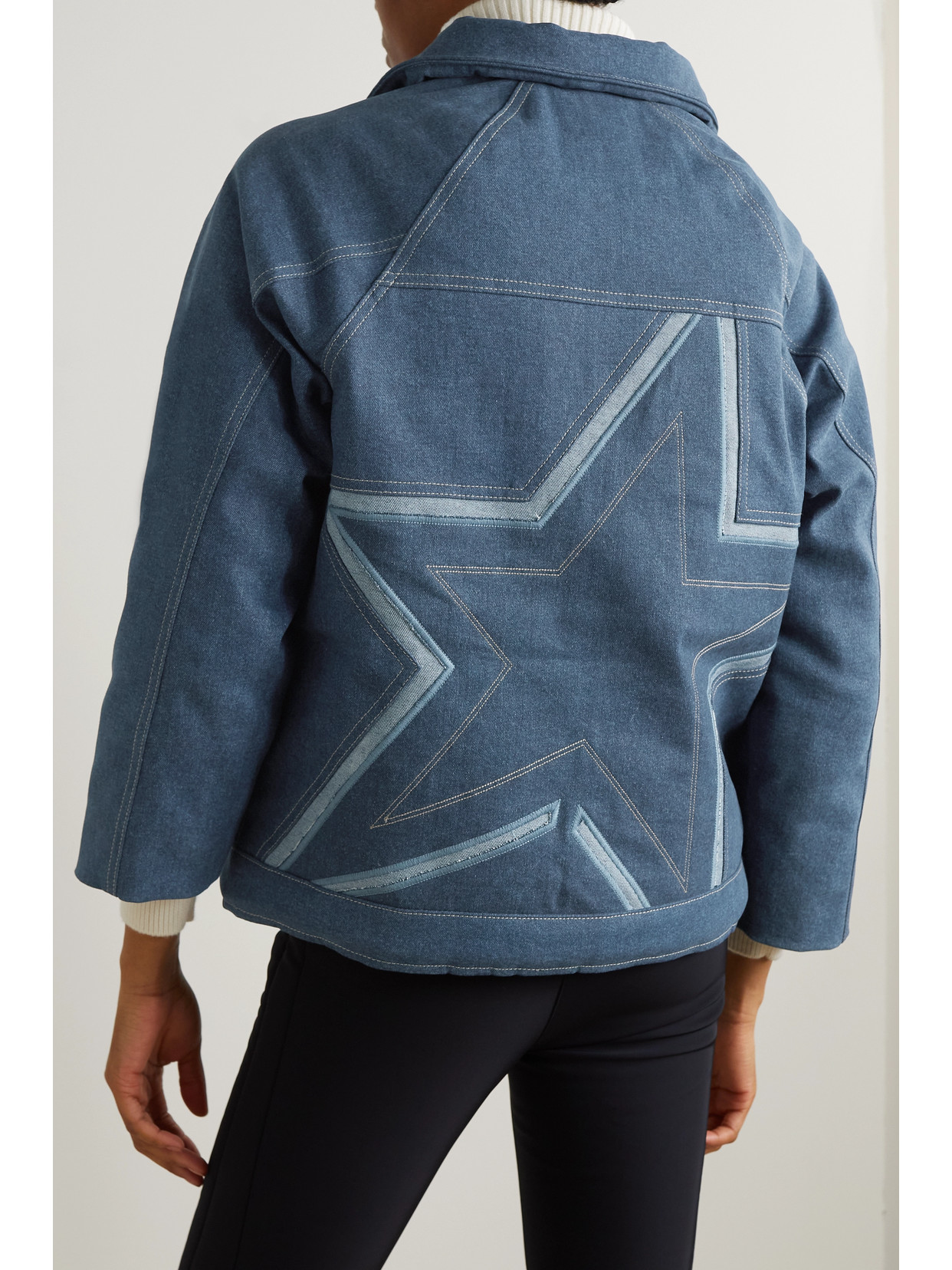 Perfect Moment Corentine Embroidered Padded Denim Jacket In Blue