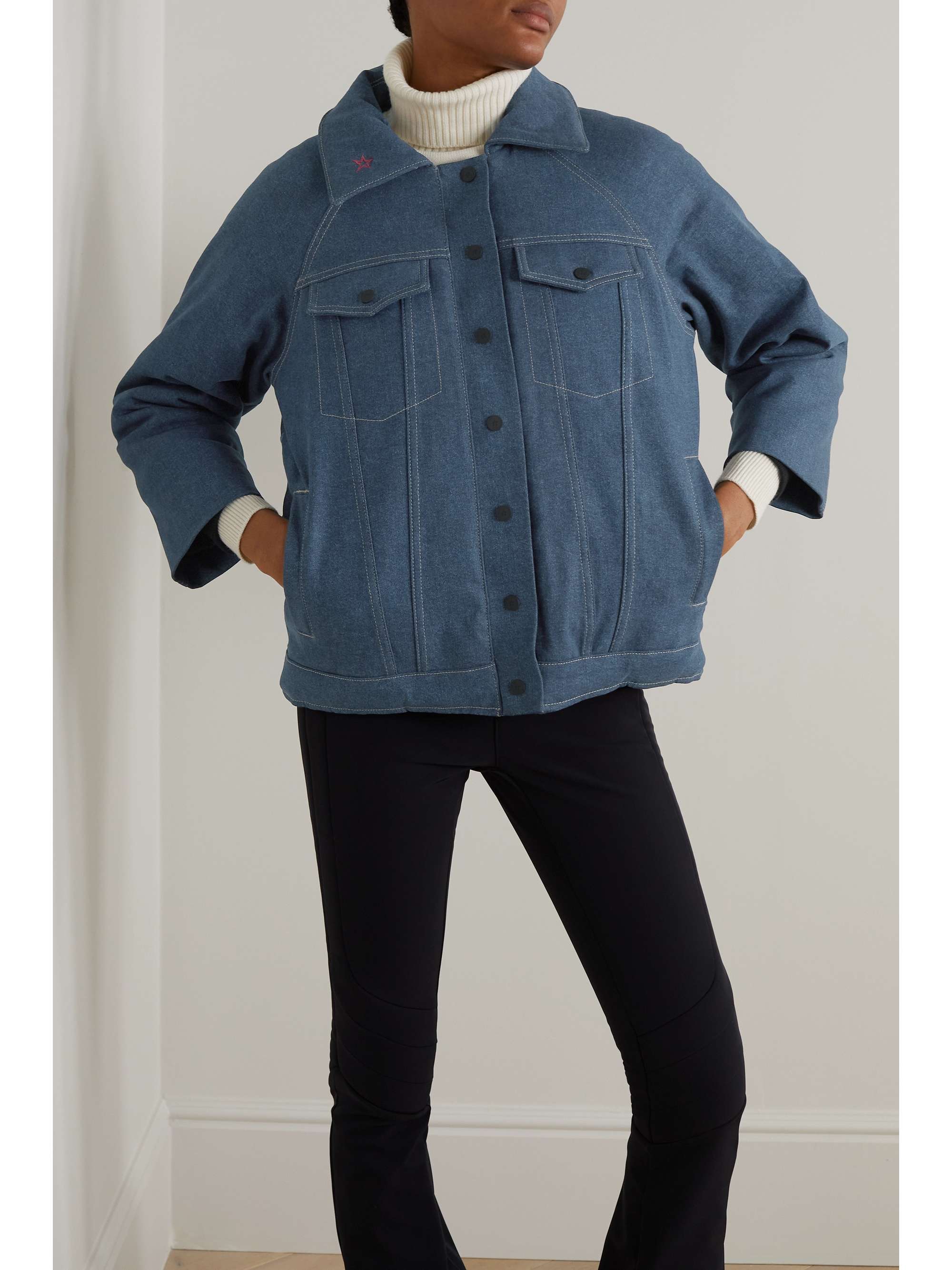 PERFECT MOMENT Corentine embroidered padded denim jacket