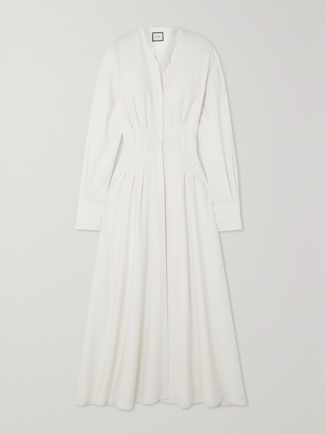 Beare Park Pleated Wool-crepe Maxi Shirt Dress In Off-white