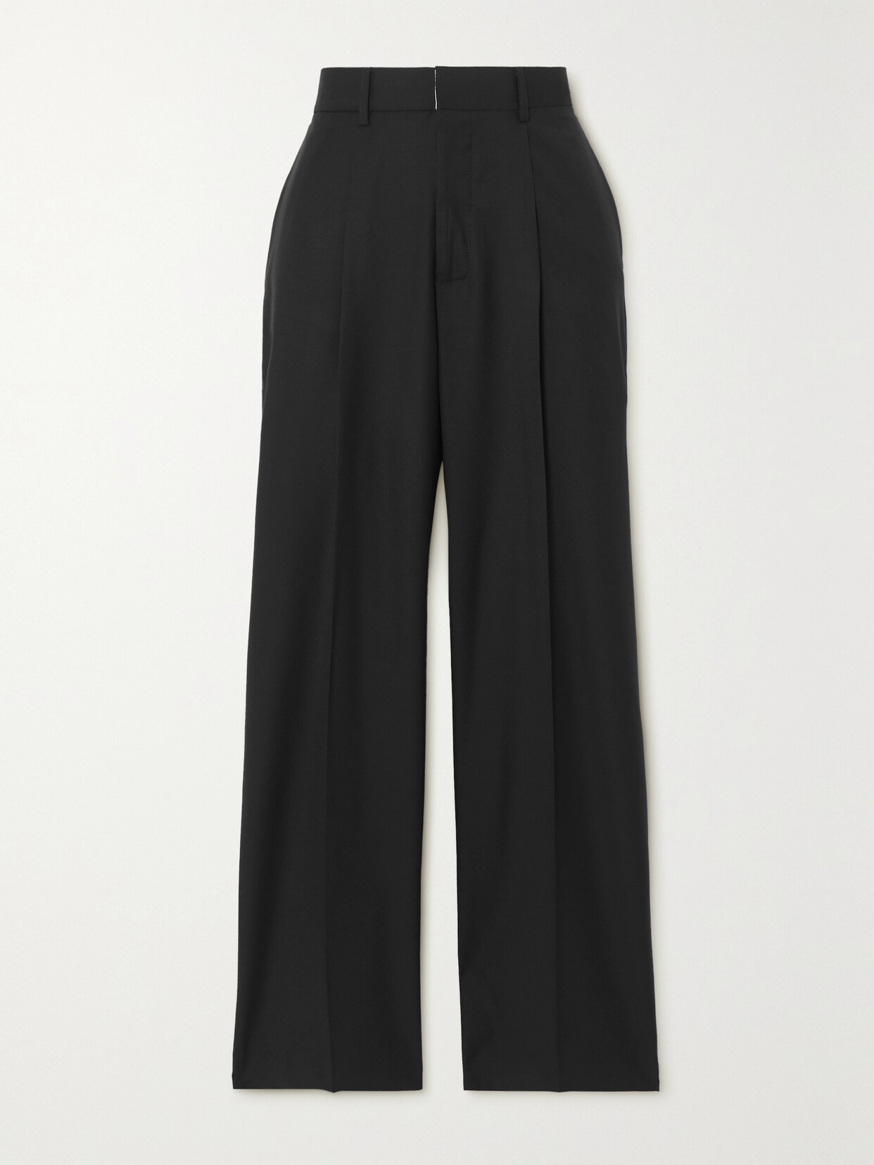 BEARE PARK - Cropped Pleated Wool Wide-leg Pants - Black