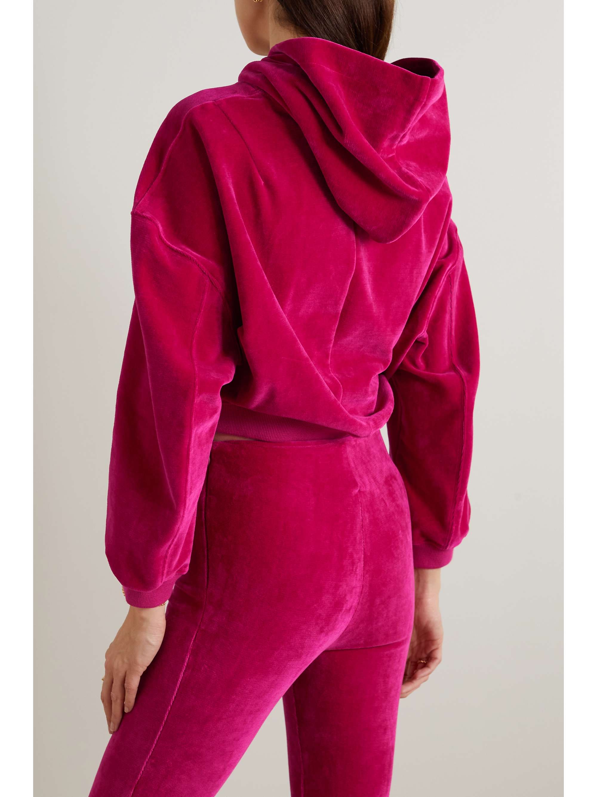 AMIRI Cropped cottonvelour hoodie NETAPORTER