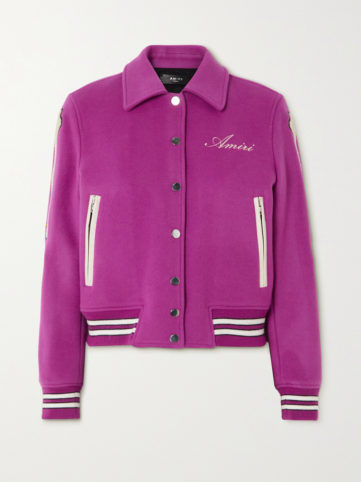 AMIRI - Bones Appliquéd Wool-blend Bomber Jacket - Purple