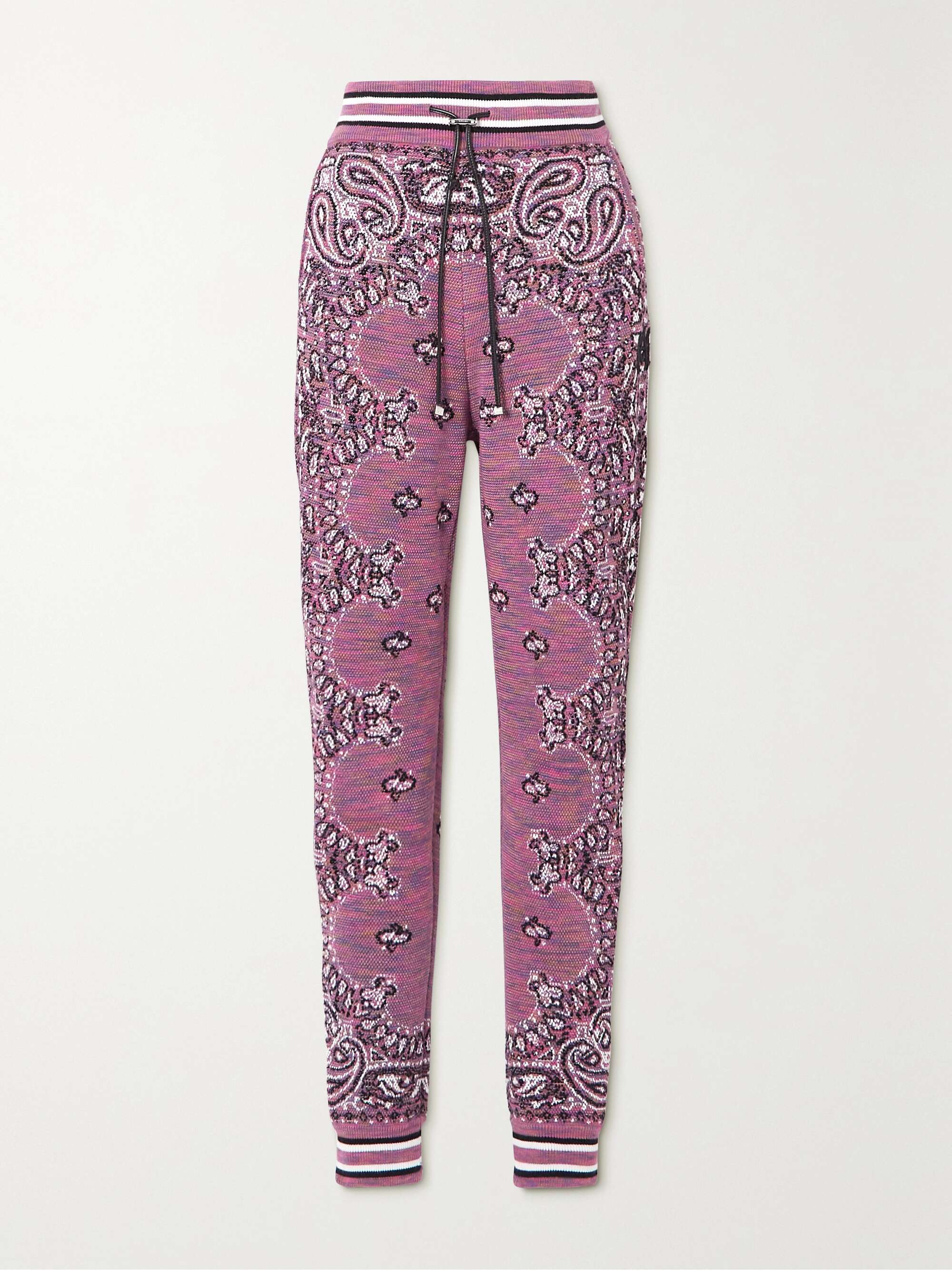 Embroidered space dyed cotton jacquard track pants