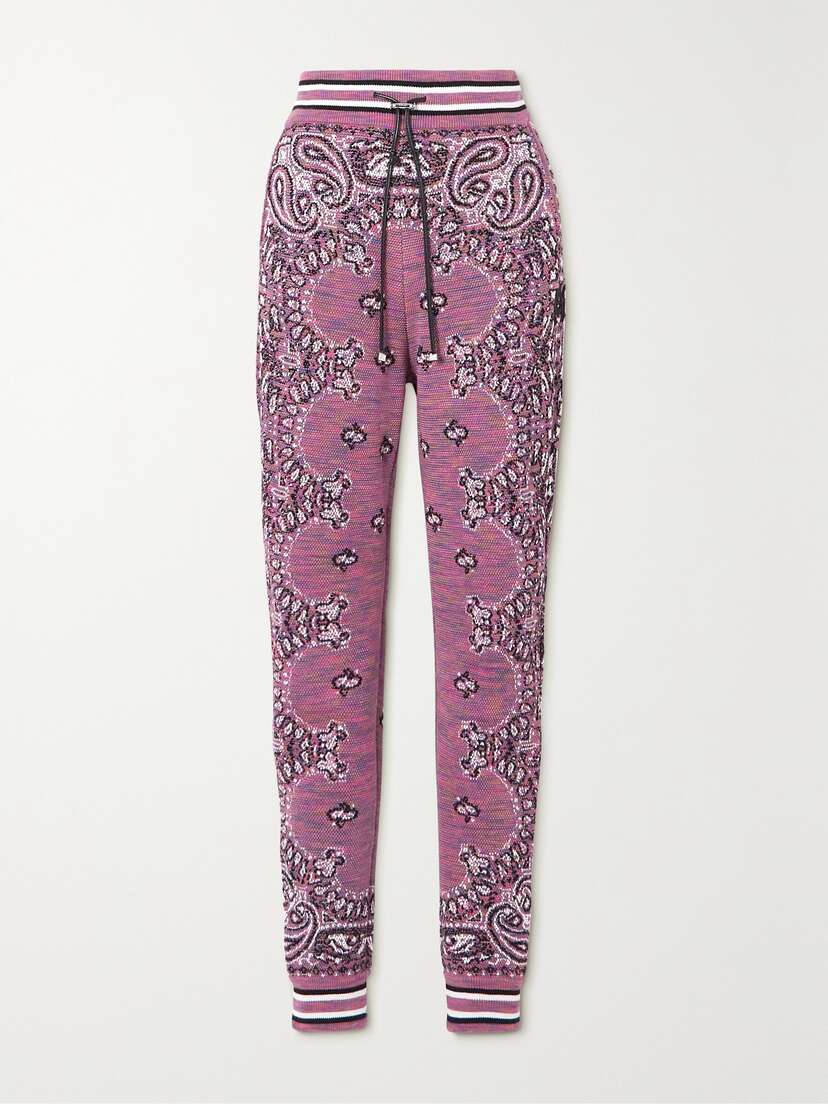 AMIRI Embroidered Space-dyed Cotton-jacquard Track Pants