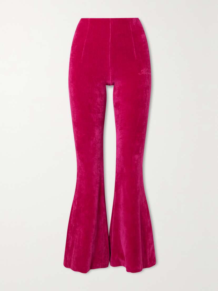 AMIRI Stretch Cotton-blend Velour Flared Leggings - x large