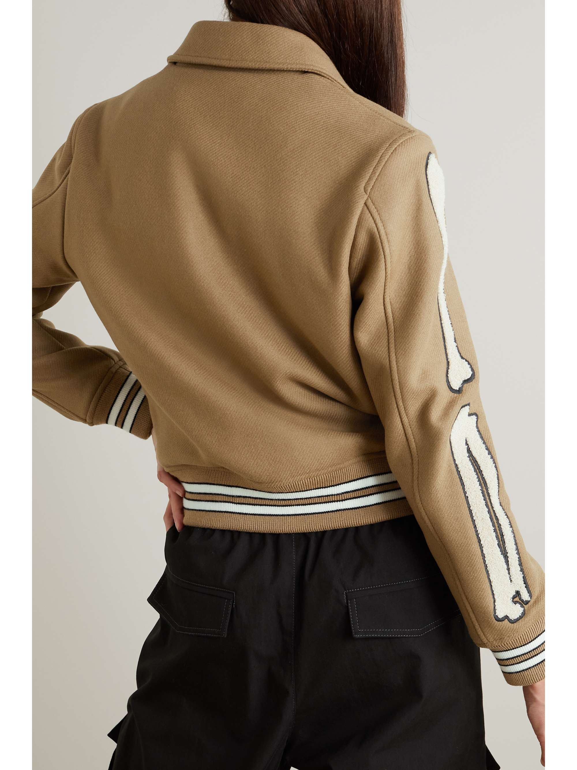 AMIRI Bones appliquéd wool-blend twill bomber jacket | NET-A AMIRI Bones appliquéd wool-blend twill bomber jacket | NET-A