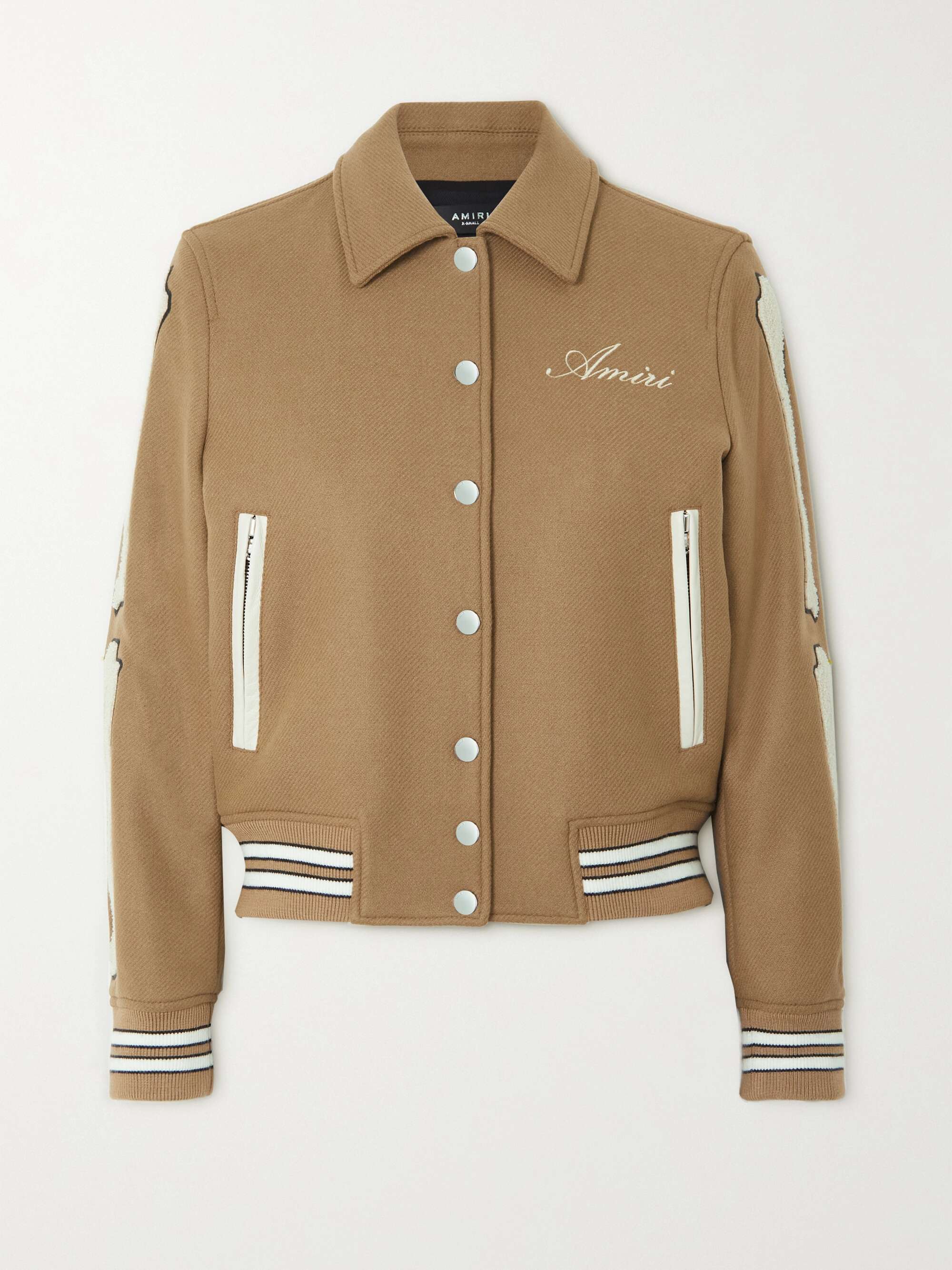 AMIRI Bones appliquéd wool-blend twill bomber jacket | NET-A-PORTER