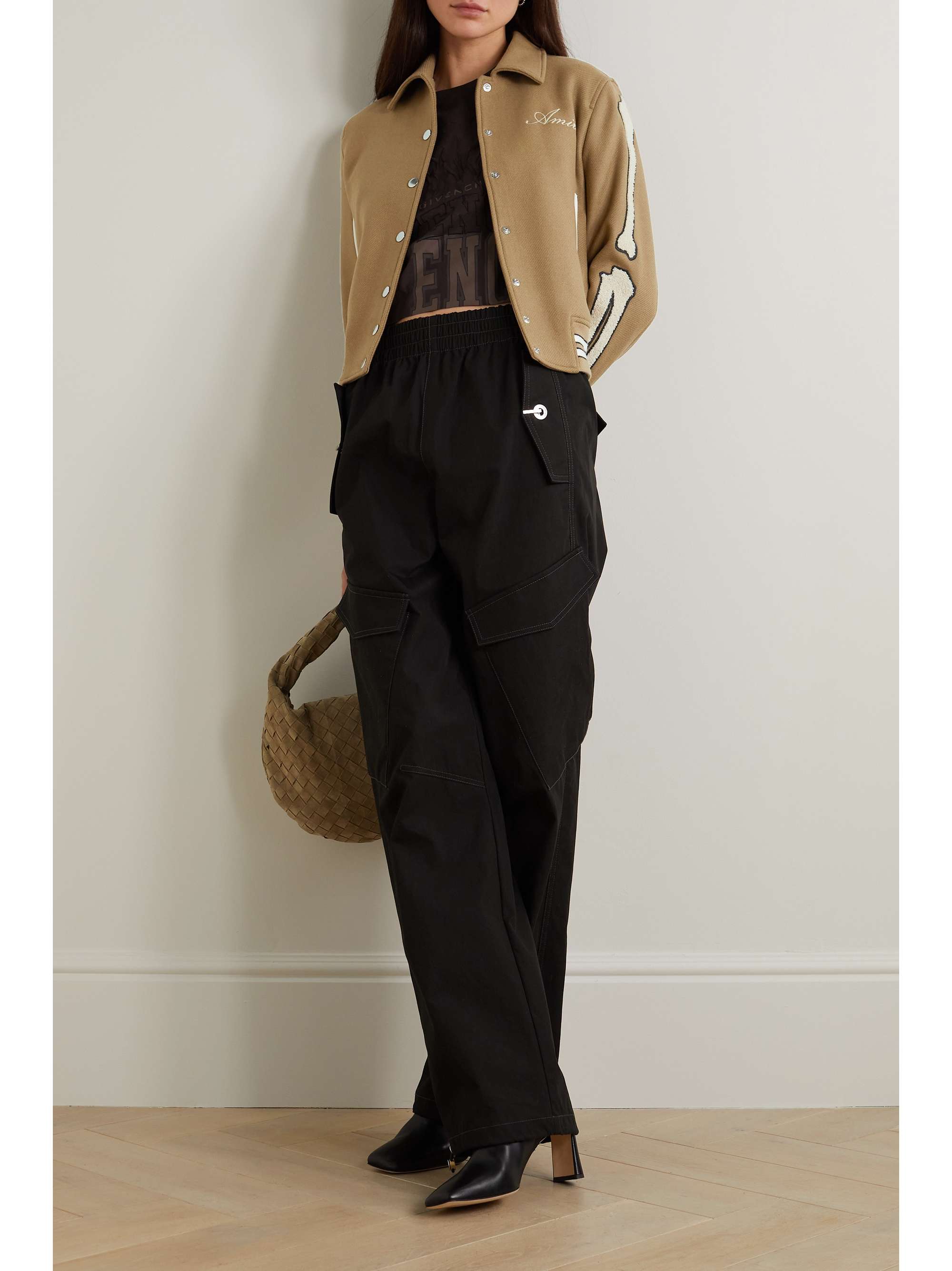 AMIRI Bones appliquéd wool-blend twill bomber jacket | NET-A