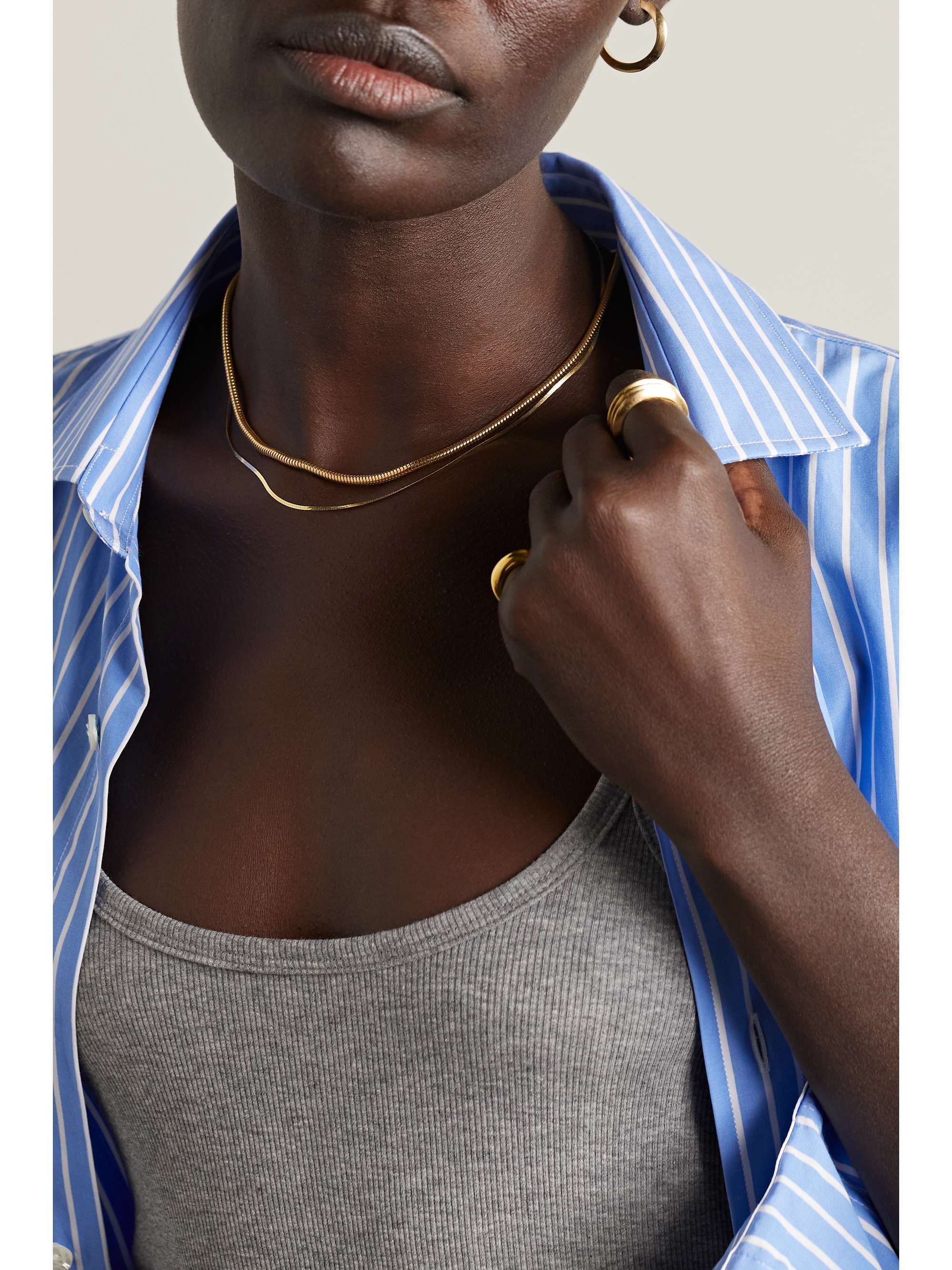 LOREN STEWART Demi Herringbone 10-karat gold necklace