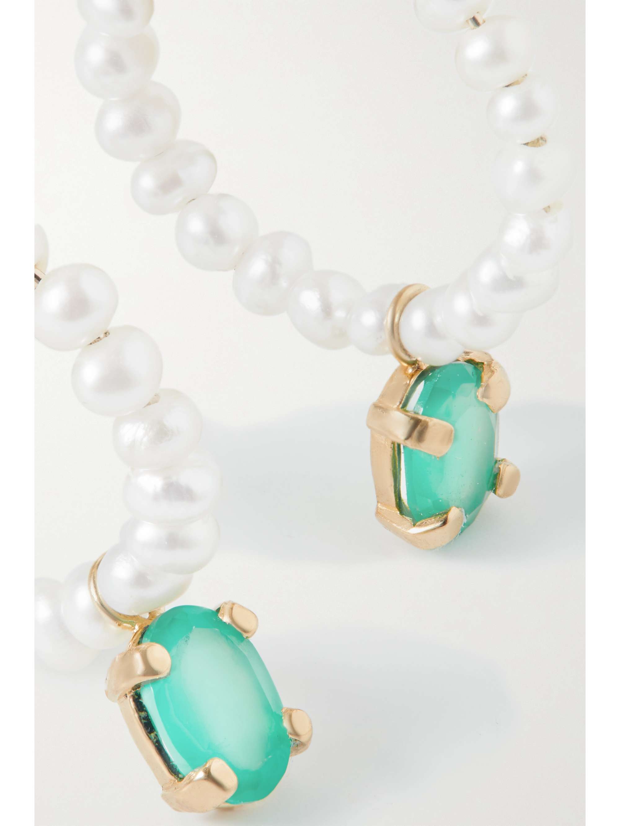 LOREN STEWART Almira Darling 14-karat gold, pearl and agate hoop earrings