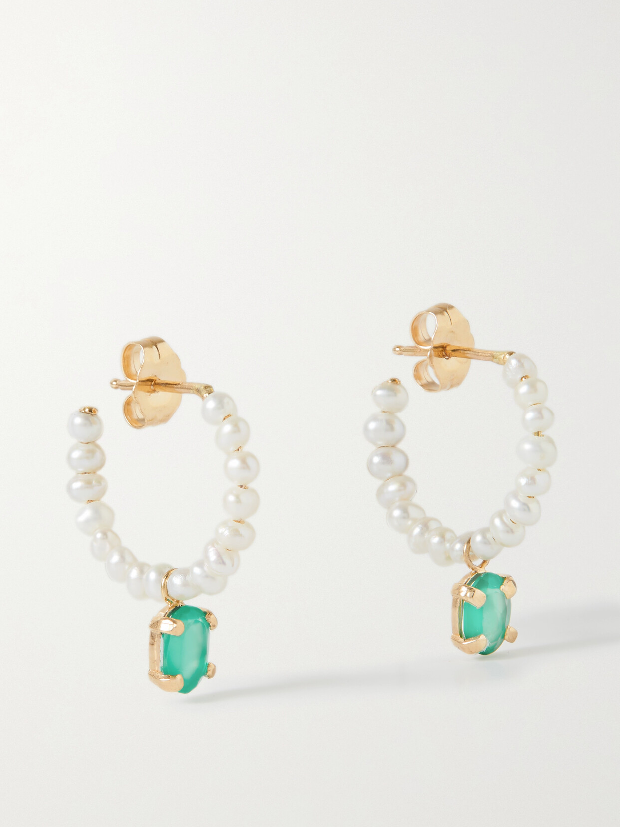 Loren Stewart Almira Darling 14-karat Gold, Pearl And Agate Hoop Earrings