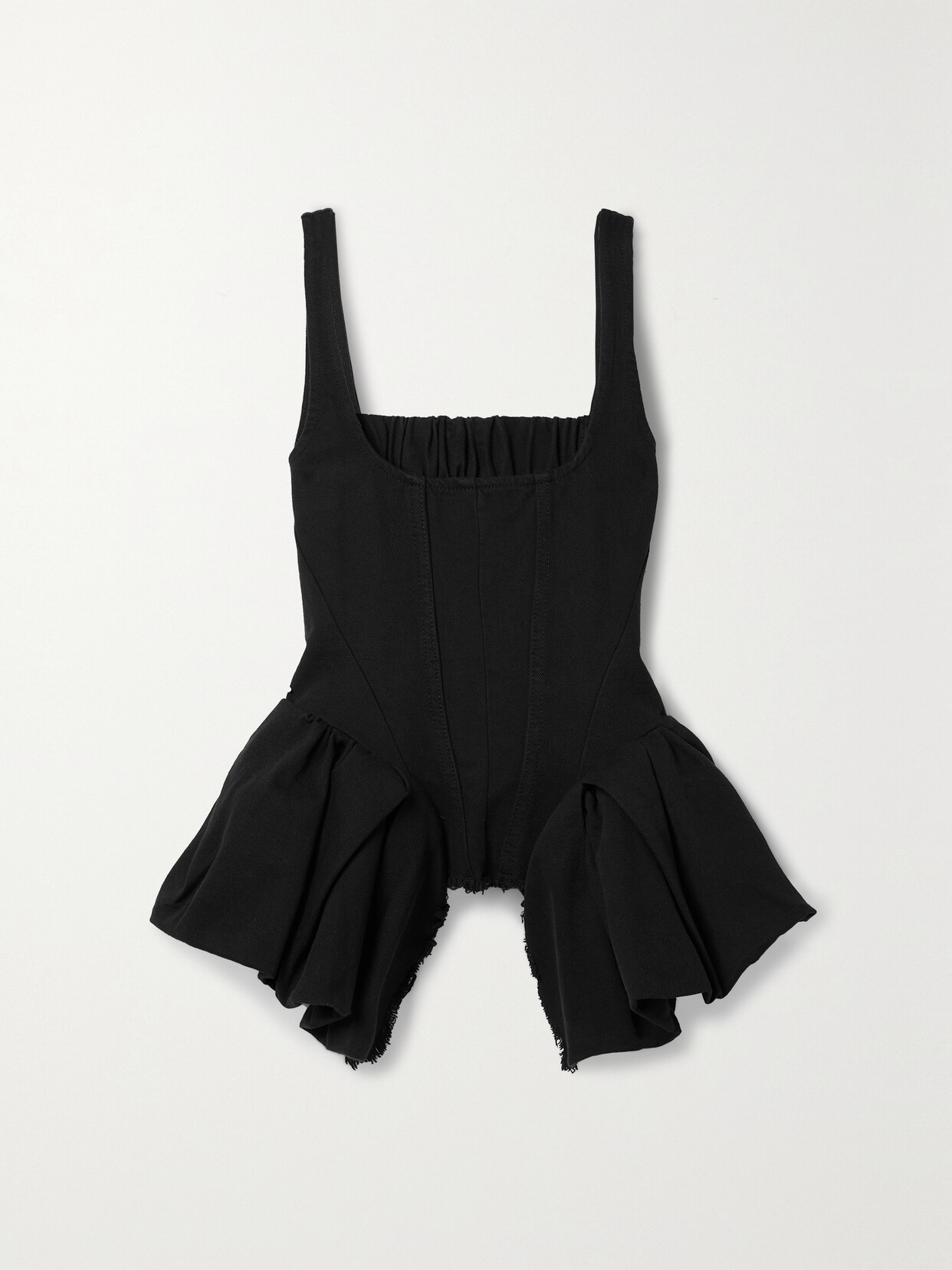 Marques'Almeida Frayed Ruffled Denim Top - Black