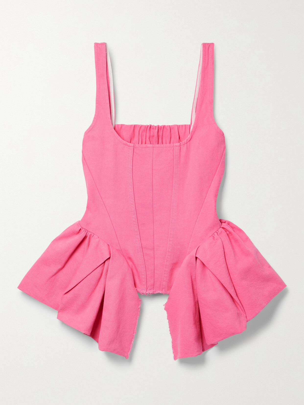 Marques'Almeida Frayed Ruffled Denim Top - Pink