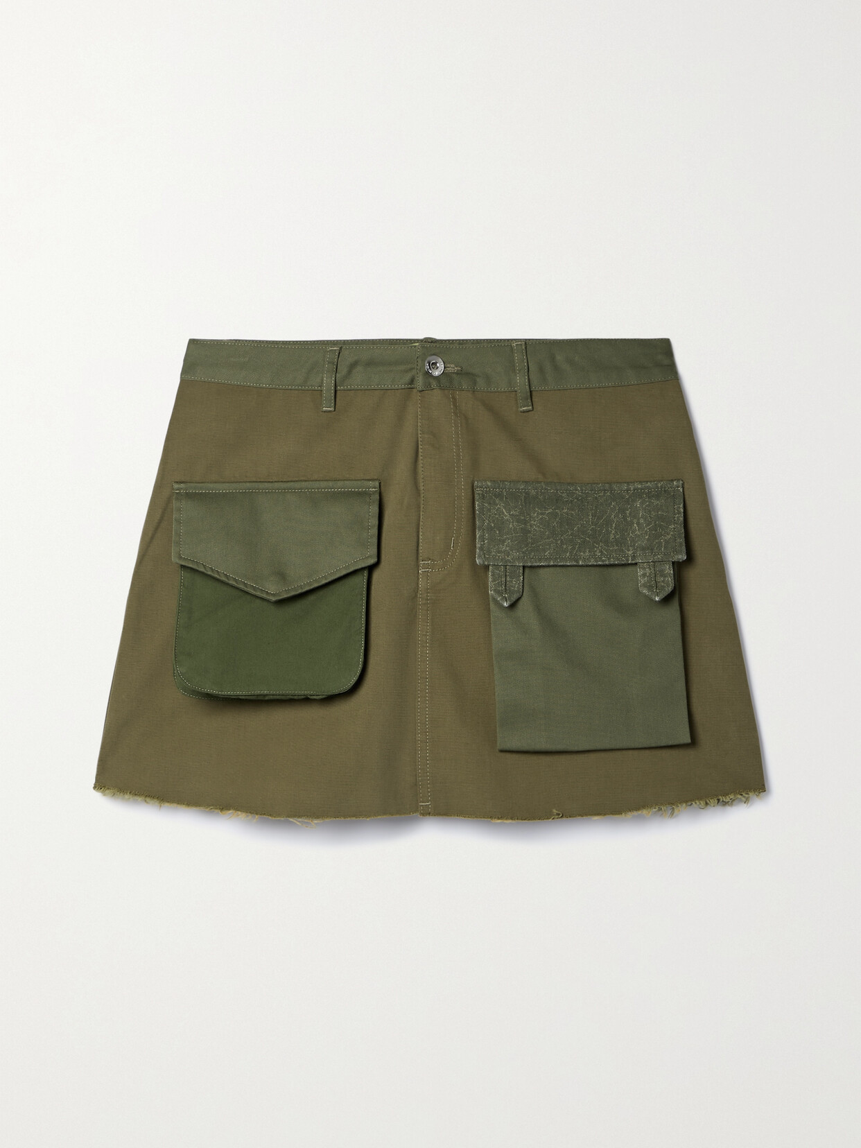 Marques'Almeida Patchwork Cotton-canvas And Twill Mini Skirt - Green