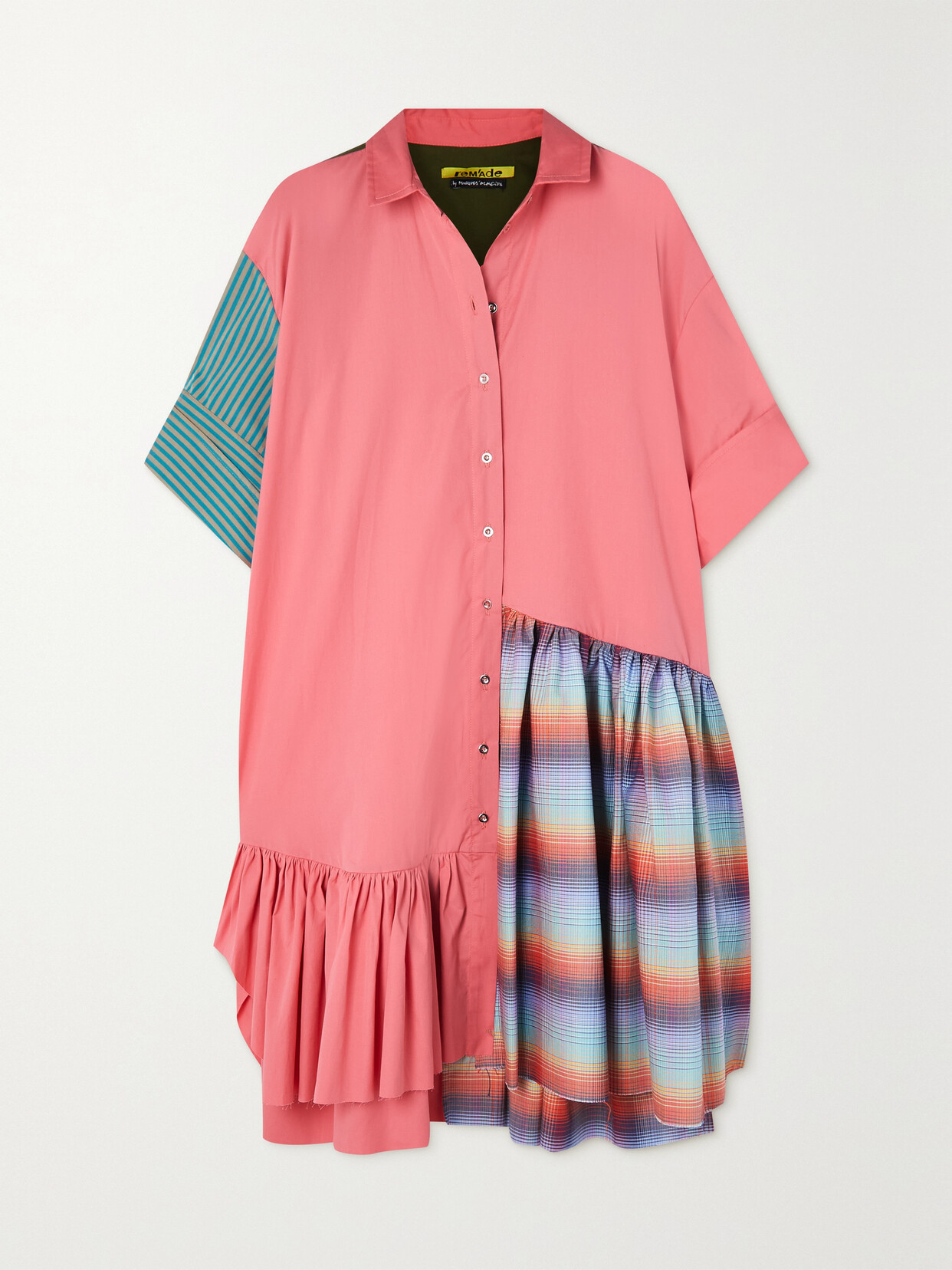 Marques'Almeida Asymmetric Paneled Cotton-poplin Mini Dress - Pink