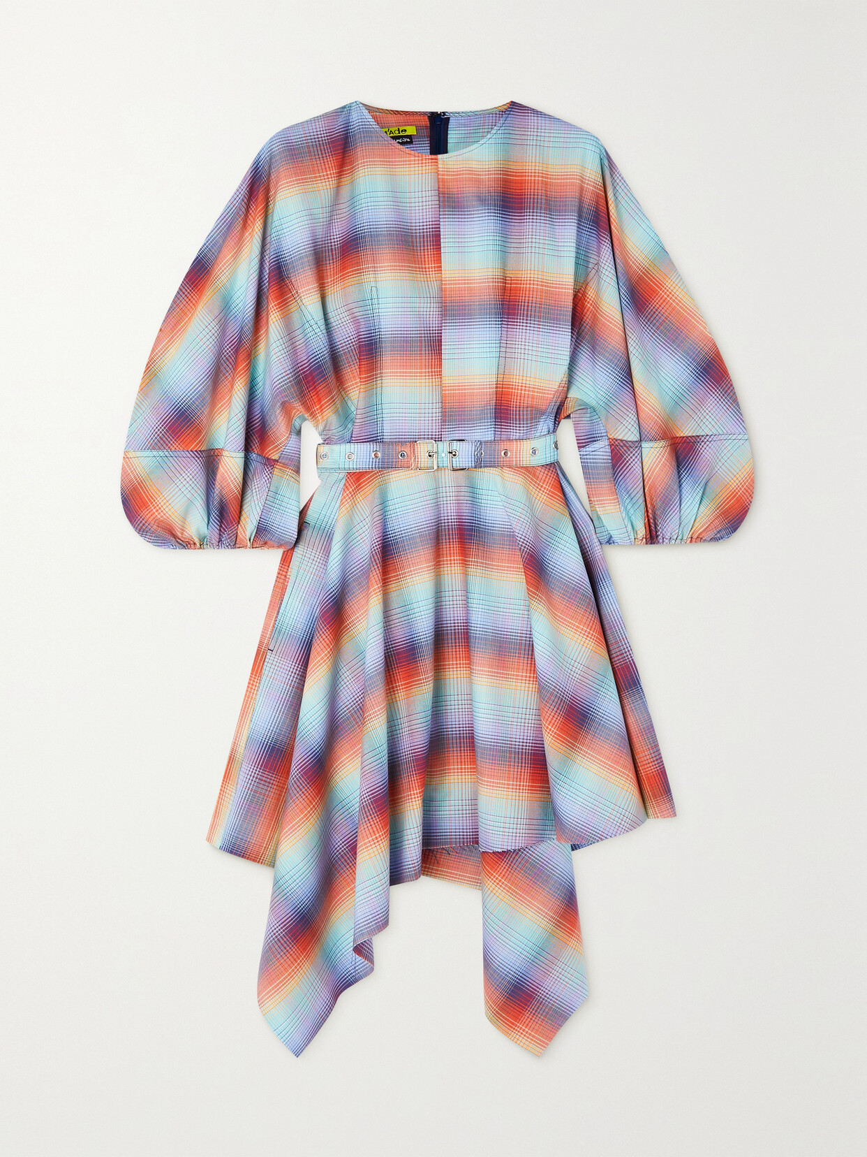 Marques'Almeida Asymmetric Checked Cotton Mini Dress