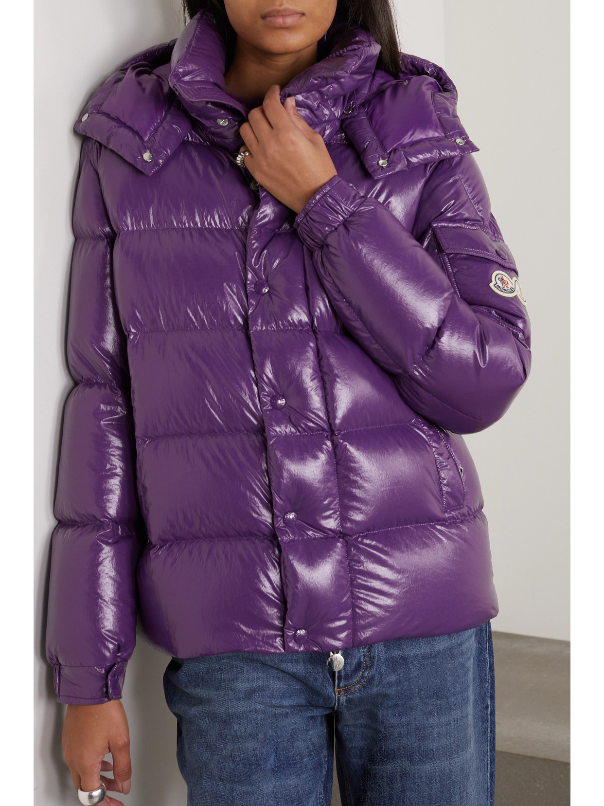Moncler Genius Maya Hooded Quilted Glossed-shell Down Jacket In Purple