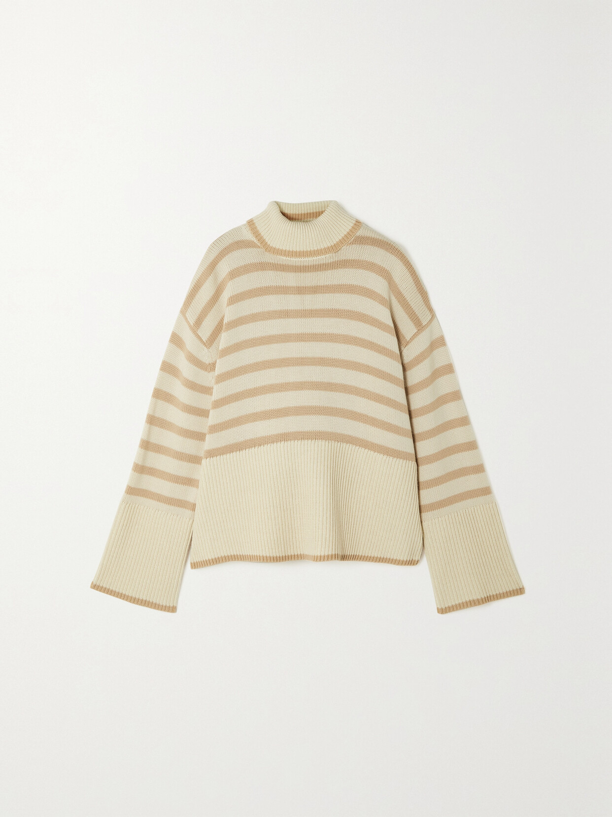 TOTÊME + NET SUSTAIN STRIPED WOOL-BLEND TURTLENECK SWEATER