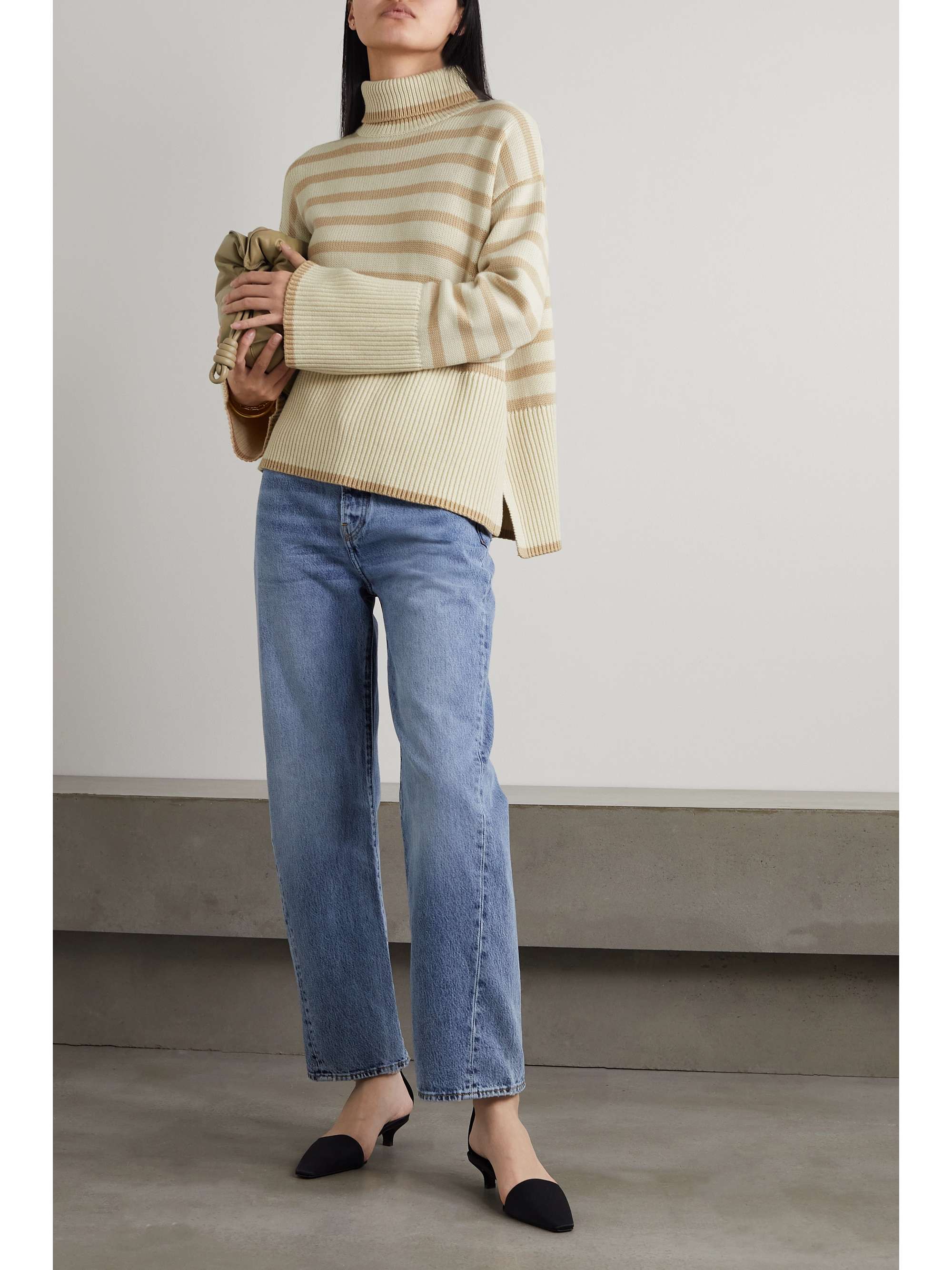 TOTEME Striped wool and organic cotton-blend turtleneck sweater