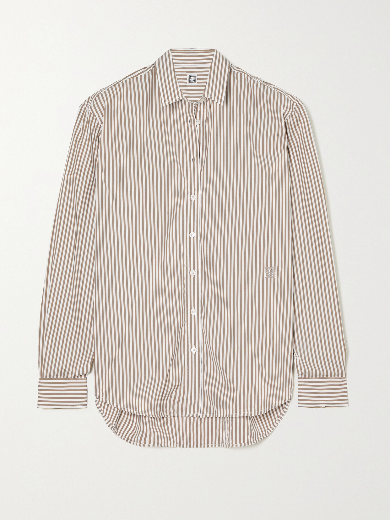 TOTEME - Striped Cotton-poplin Shirt - Brown