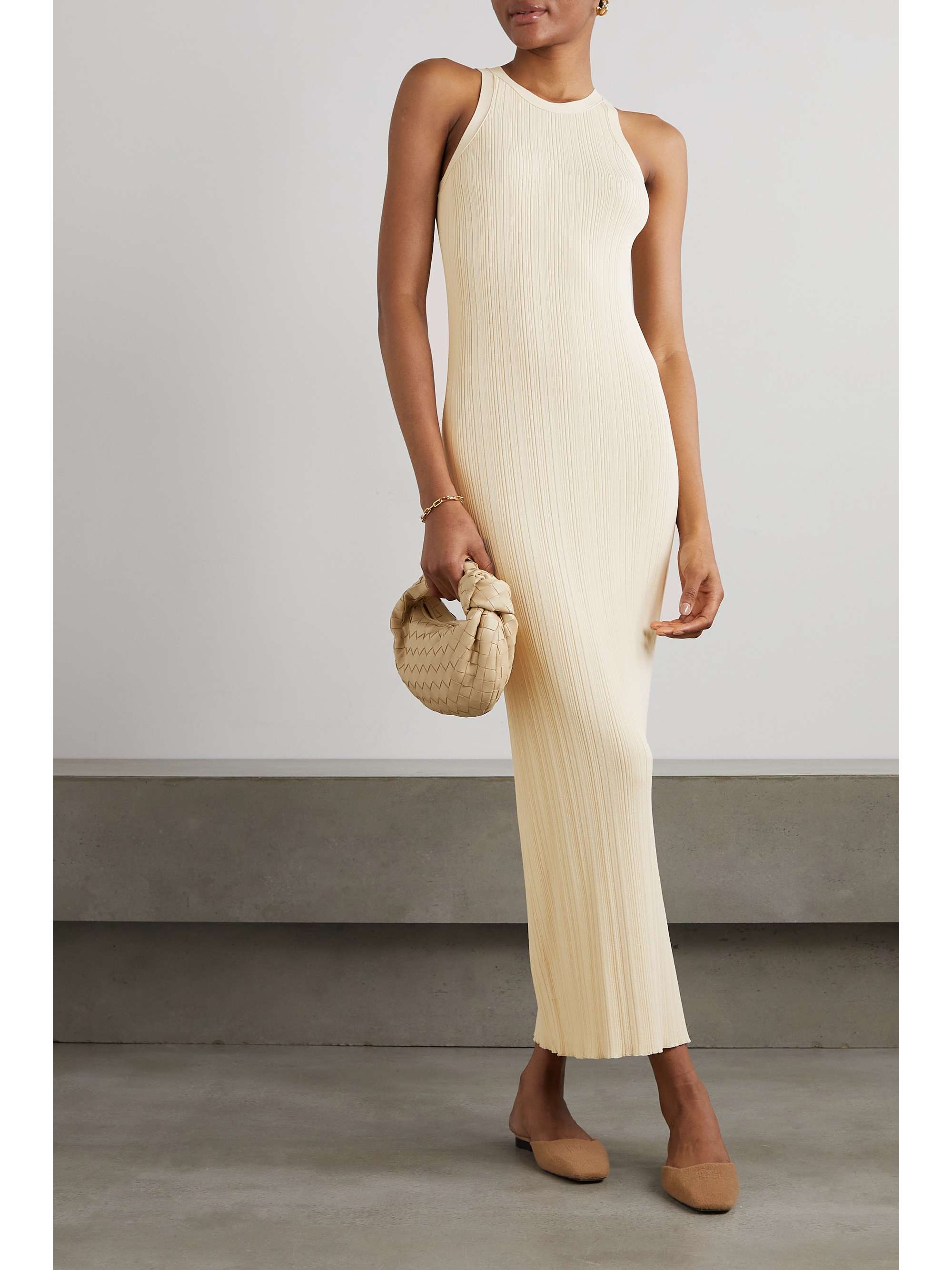 + NET SUSTAIN ribbed-knit midi dress
