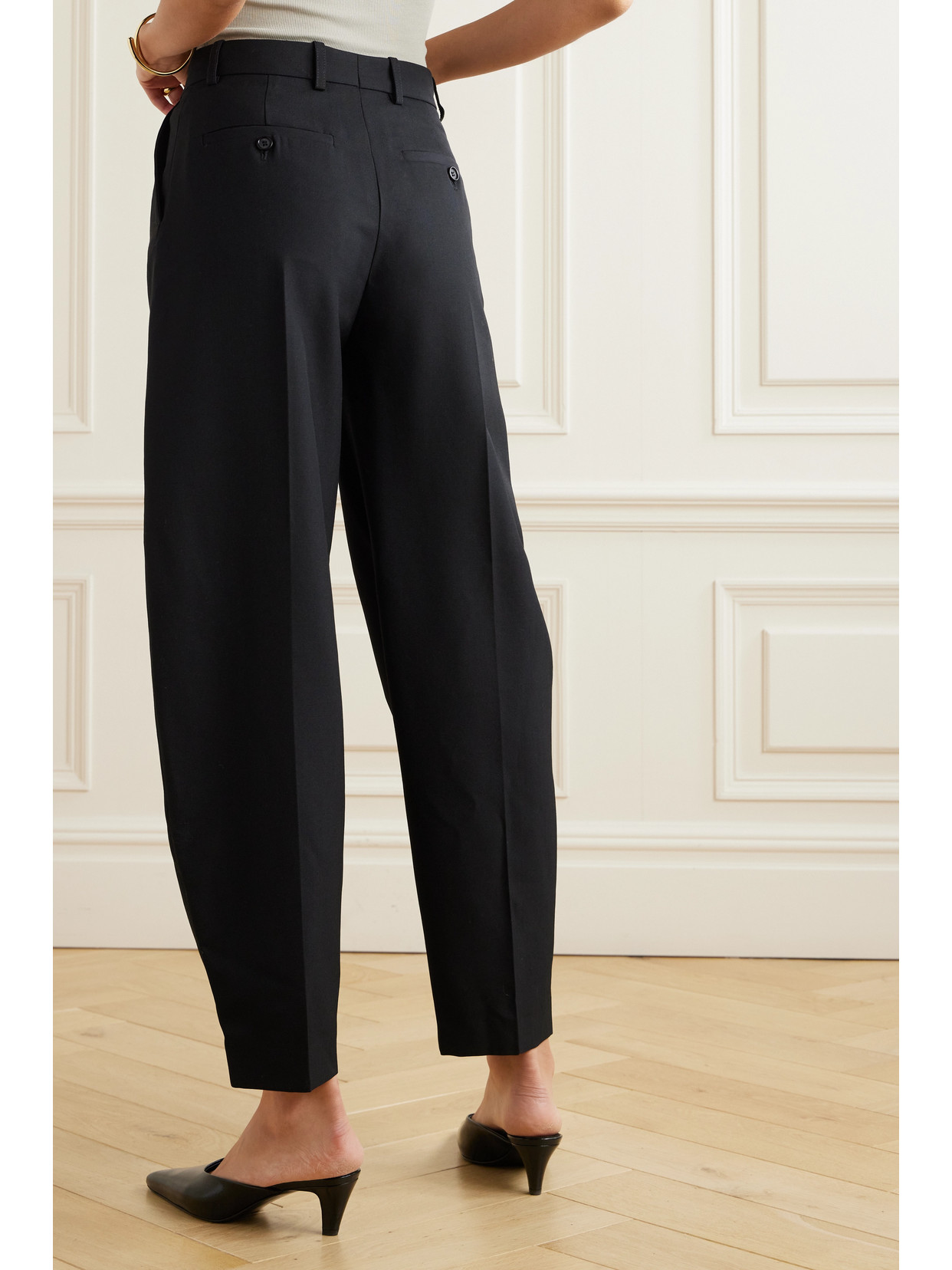 Totême + Net Sustain Recycled Woven Tapered Pants In Black