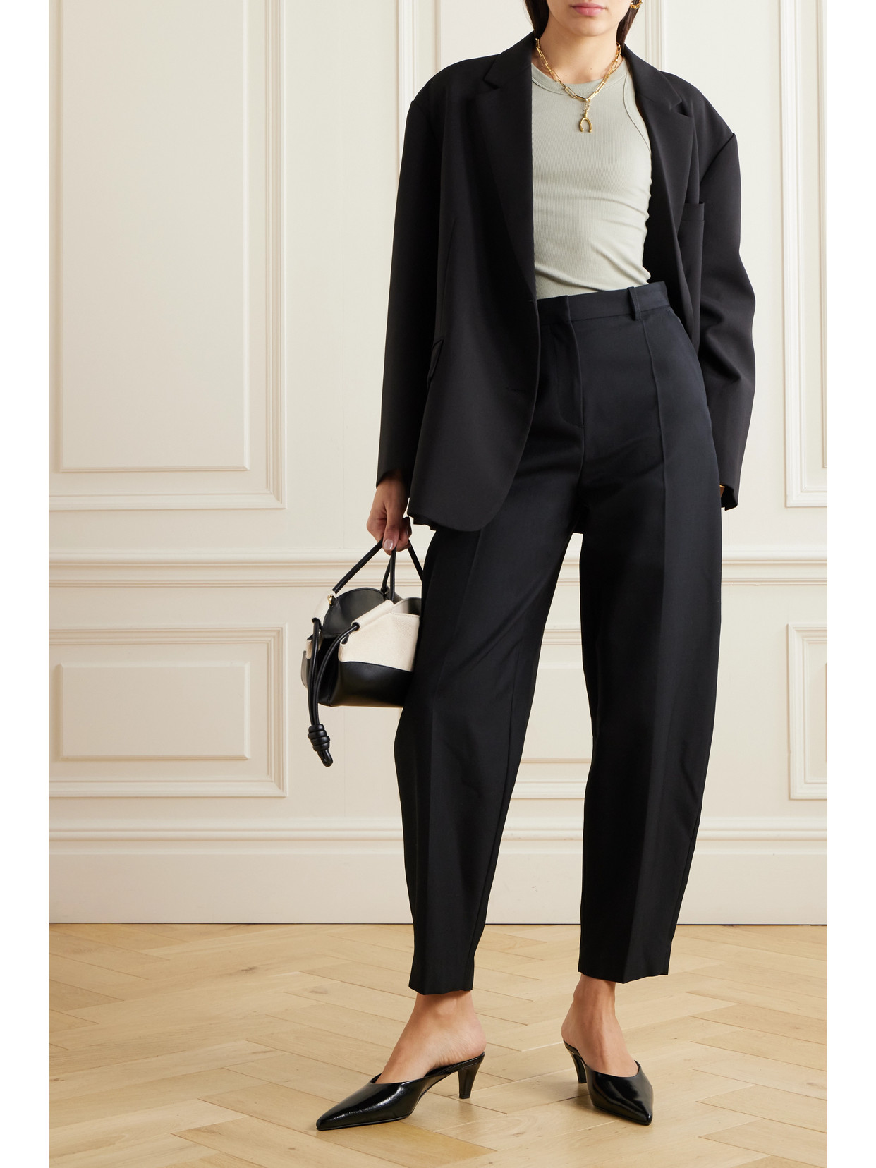 Totême + Net Sustain Recycled Woven Tapered Pants In Black