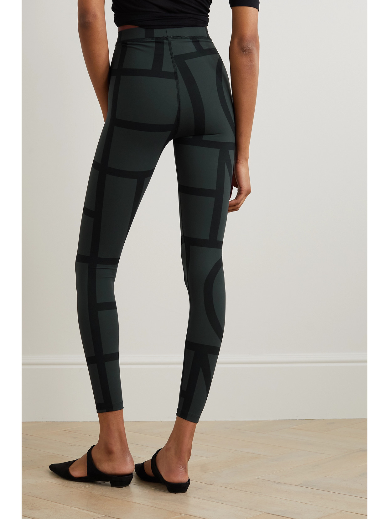 Totême Monogram-print Jersey Leggings In Black