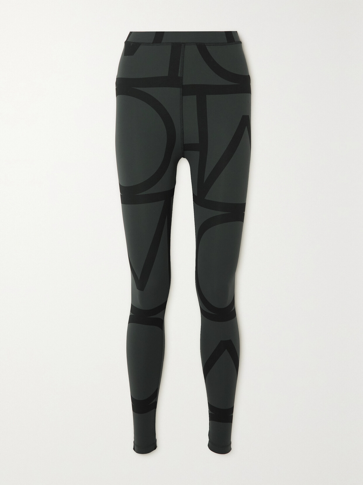 Shop Totême + Net Sustain Printed Stretch Recycled-jersey Leggings In Black