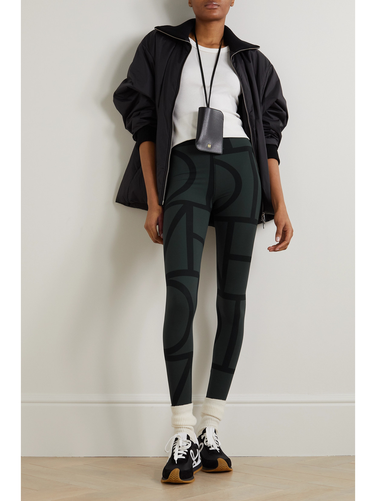 Totême Monogram-print Jersey Leggings In Black