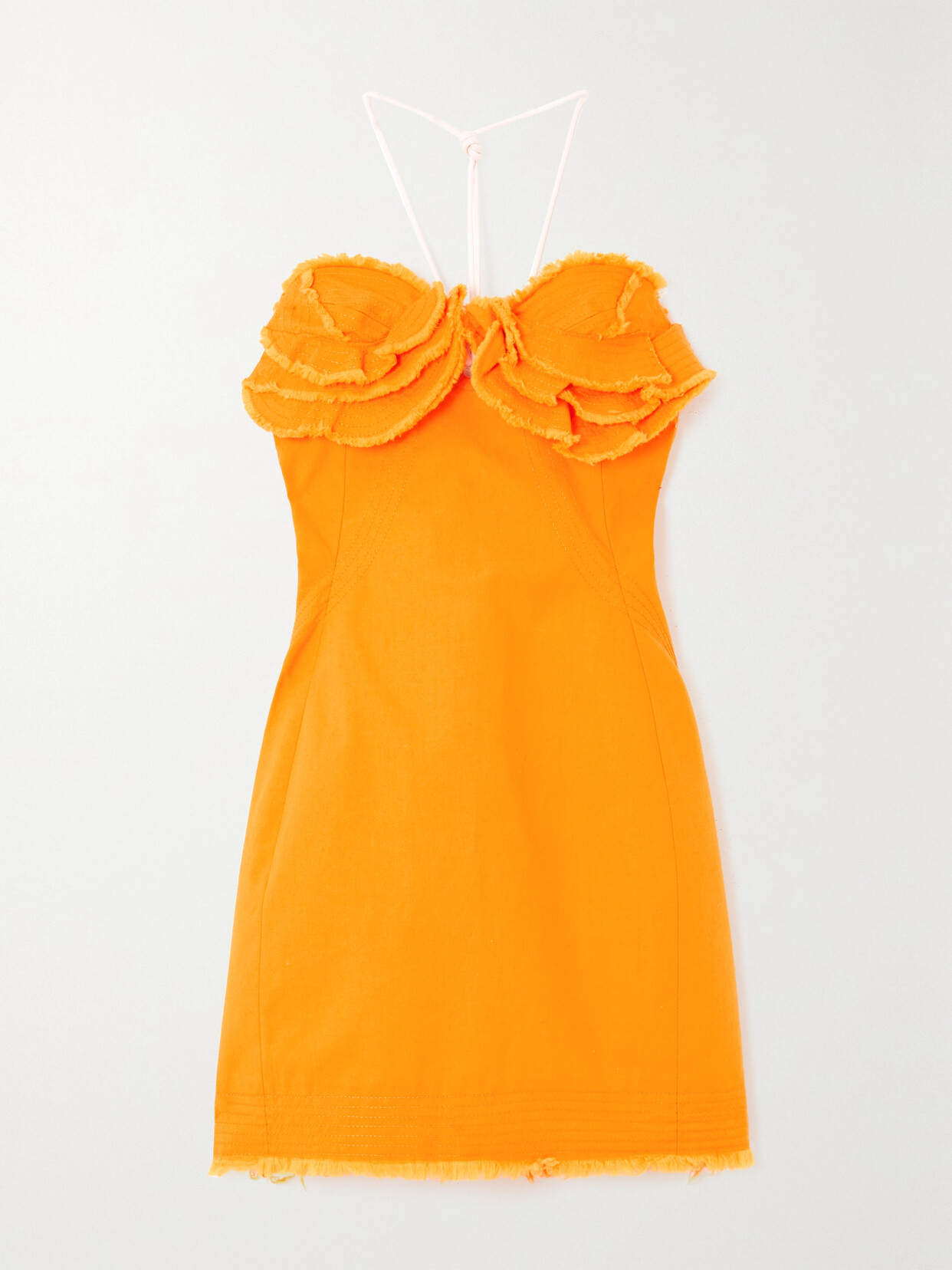 Jacquemus - Artichaut Ruffled Frayed Cotton-canvas Mini Dress - Orange