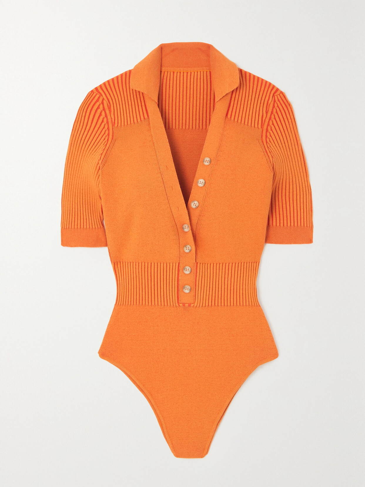 Jacquemus - Yauco Ribbed-knit Bodysuit - Orange