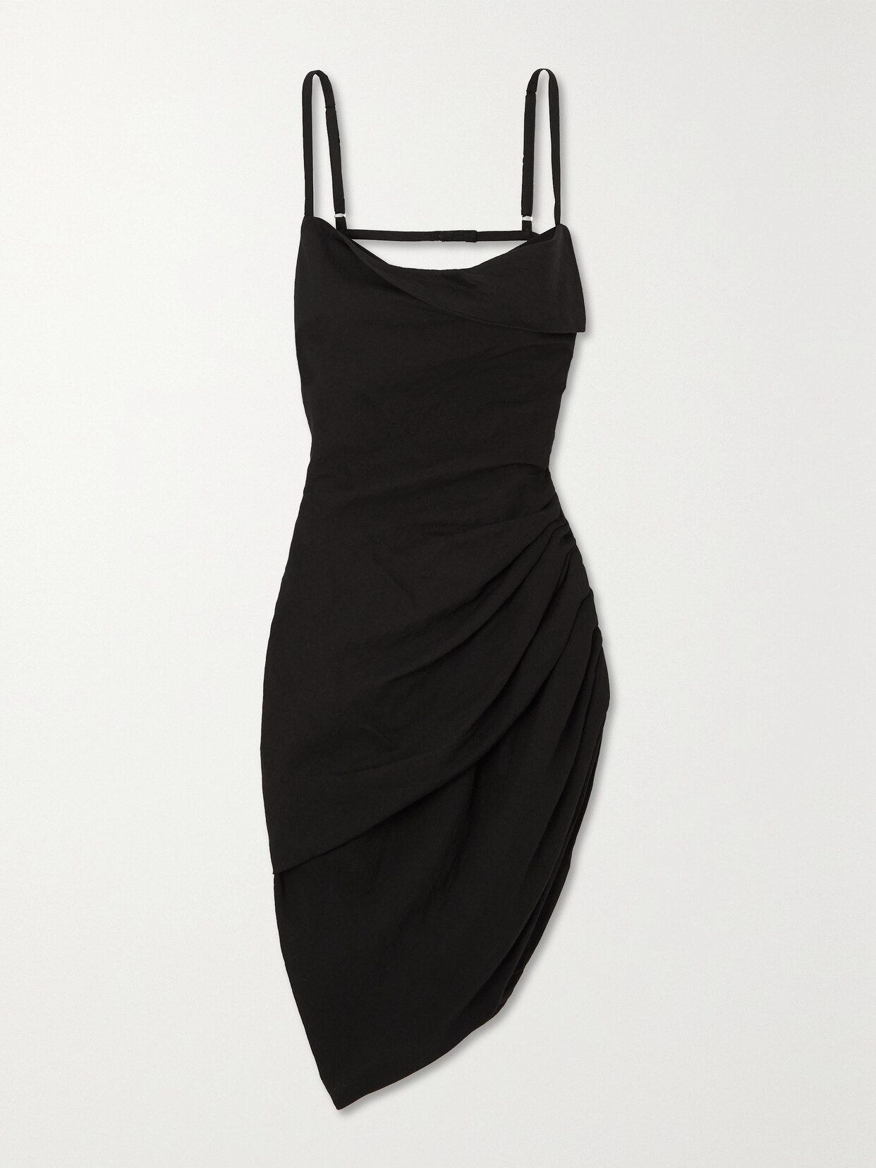 Jacquemus Asymmetric Draped Mini Dress In Black