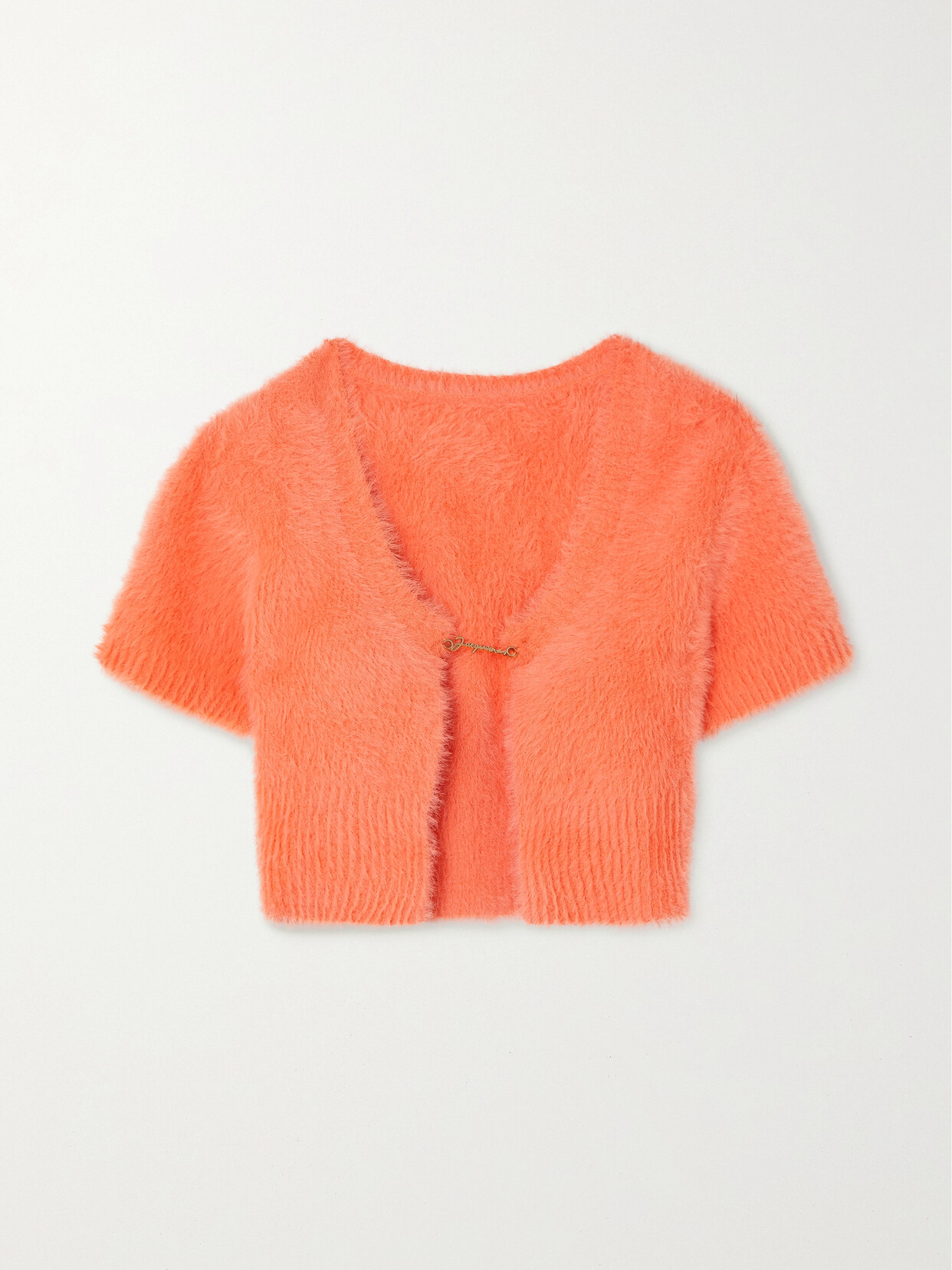 JACQUEMUS LA MAILLE NEVE CROPPED BRUSHED STRETCH-KNIT CARDIGAN