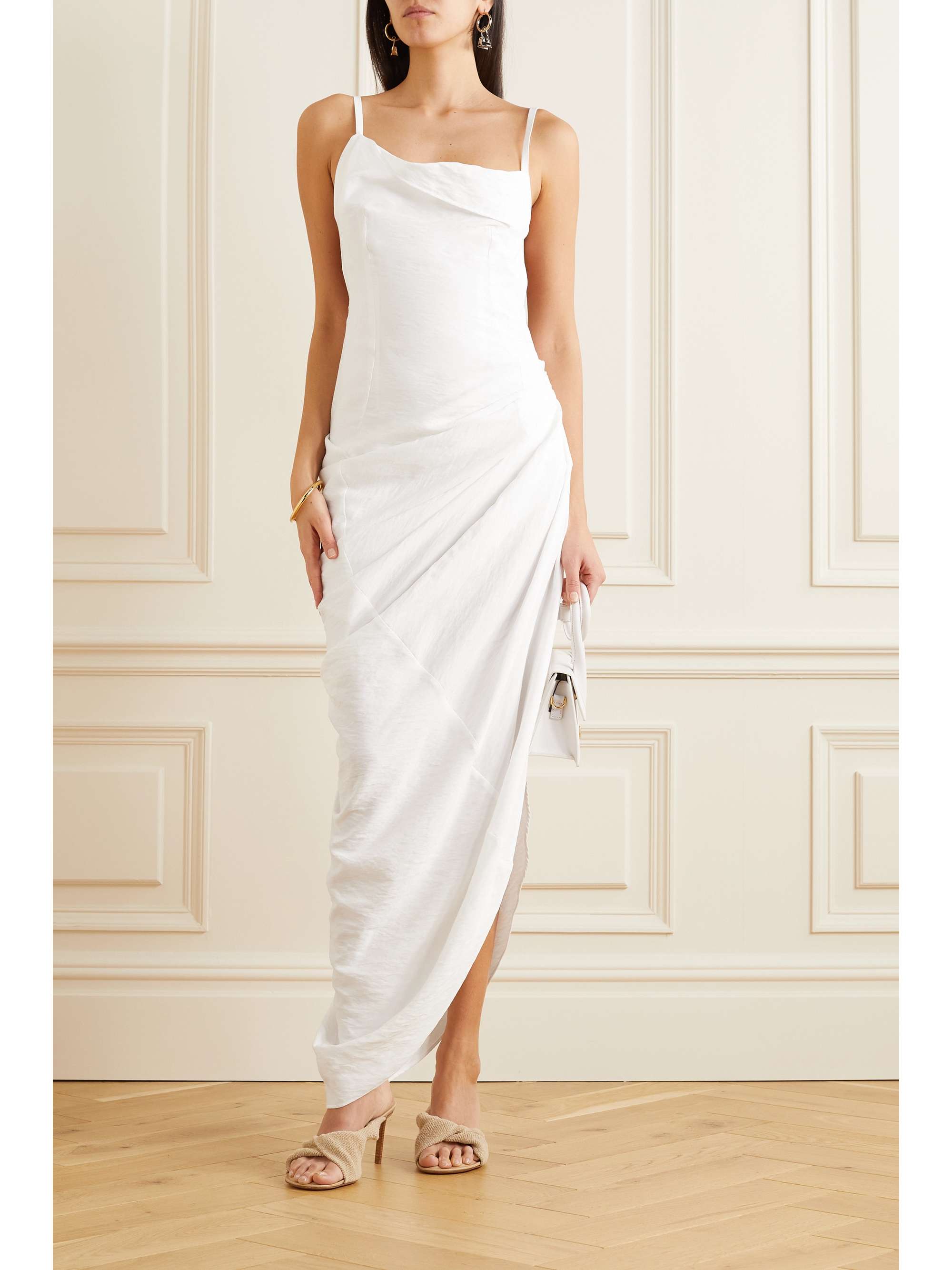 JACQUEMUS Saudade asymmetric draped twill dress | NET-A-PORTER