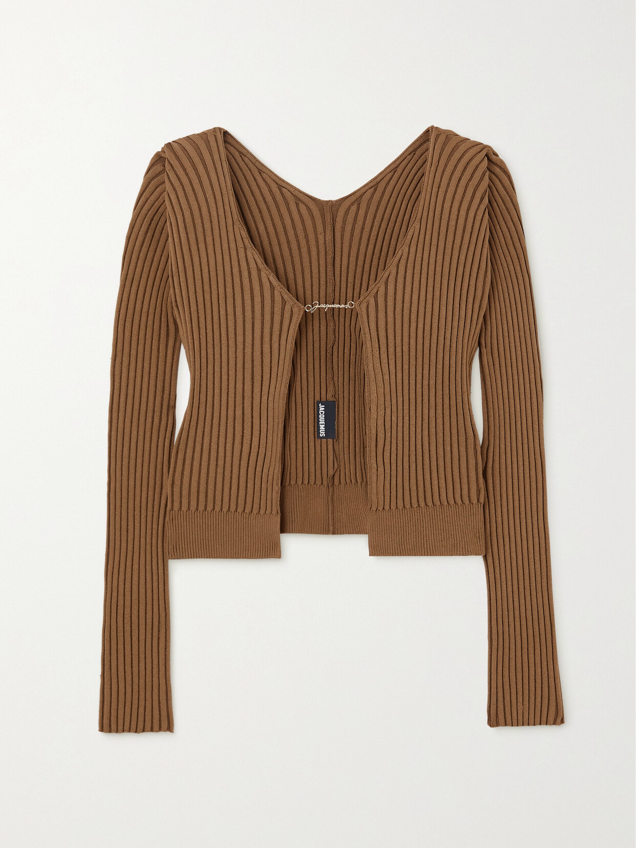 Jacquemus - Pralù Embellished Ribbed-knit Cardigan - Brown