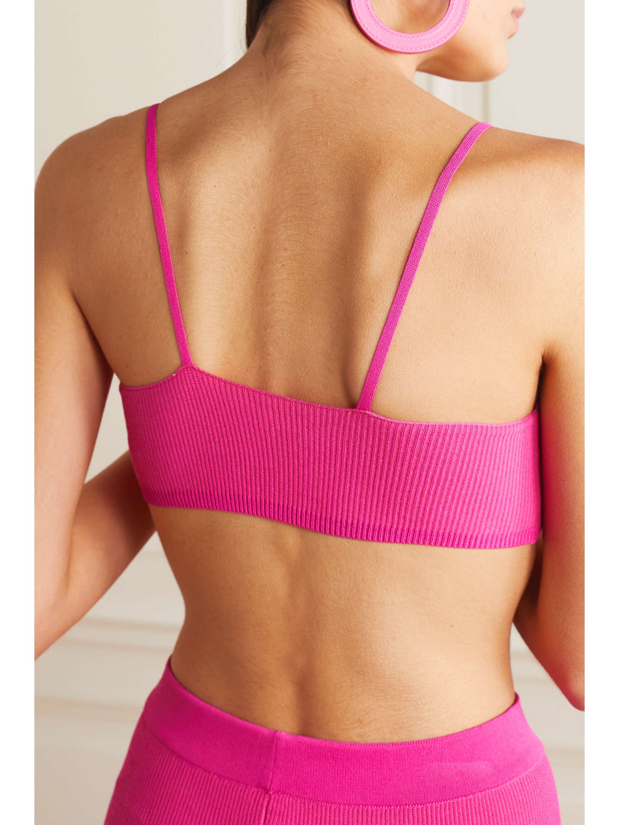 JACQUEMUS Pralu cropped embellished ribbed-knit top