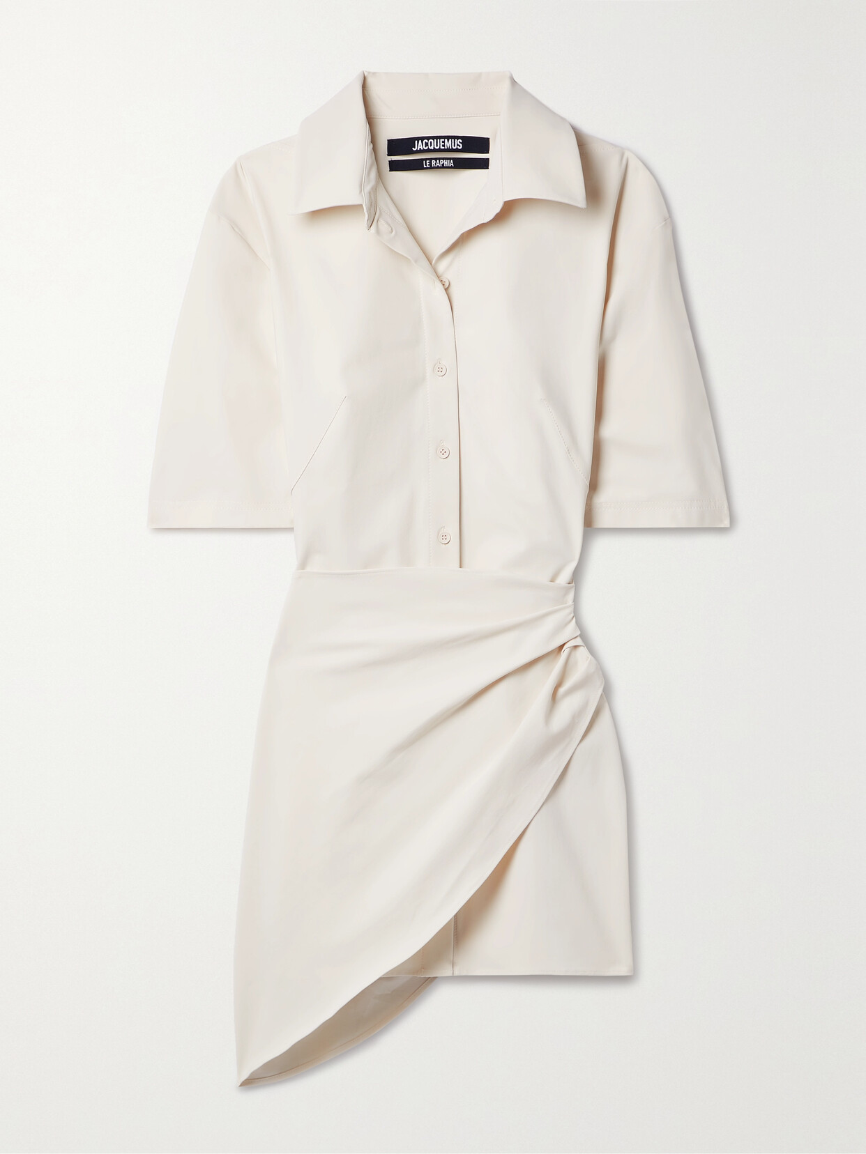 Jacquemus - Cutout Draped Stretch-twill Mini Shirt Dress - Ivory