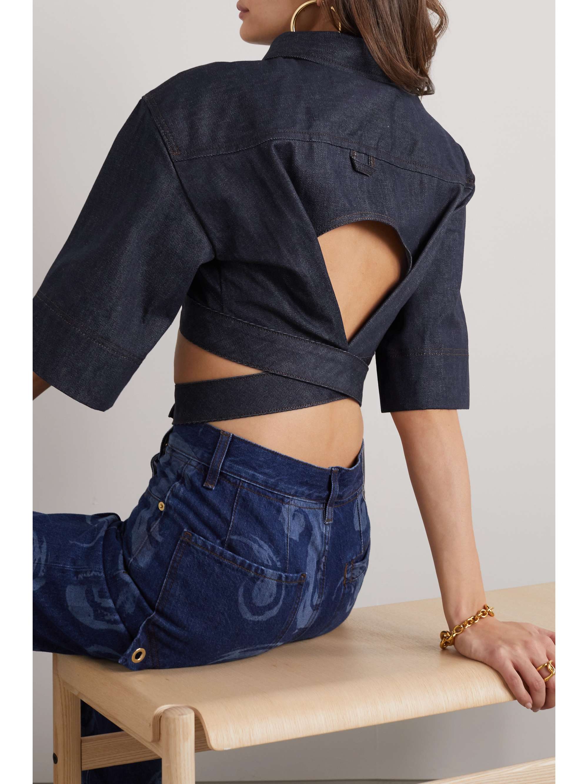 JACQUEMUS Yuma cropped cutout organic denim shirt | NET-A-PORTER JACQUEMUS Yuma cropped cutout organic denim shirt | NET-A-PORTER