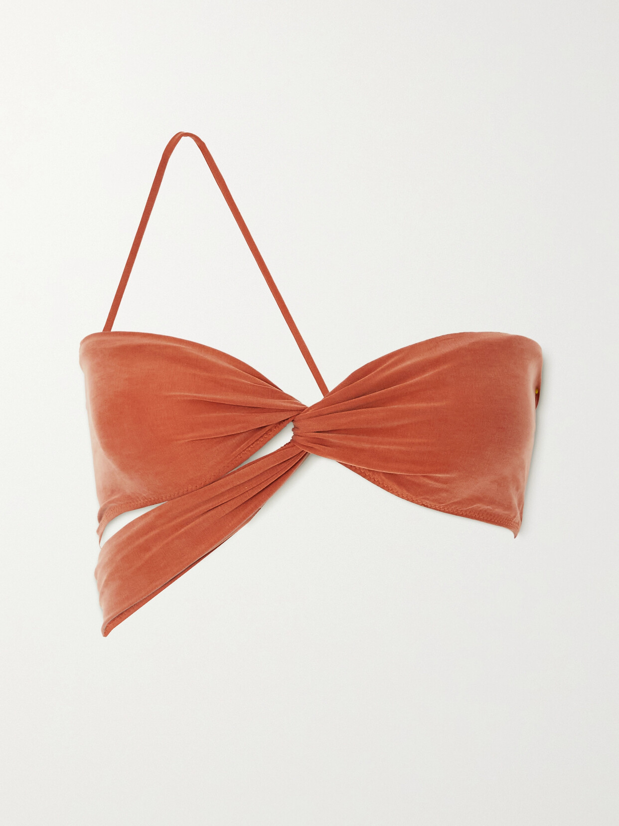 Jacquemus - Espelho Cropped Asymmetric Stretch-jersey Bandeau Top - Red