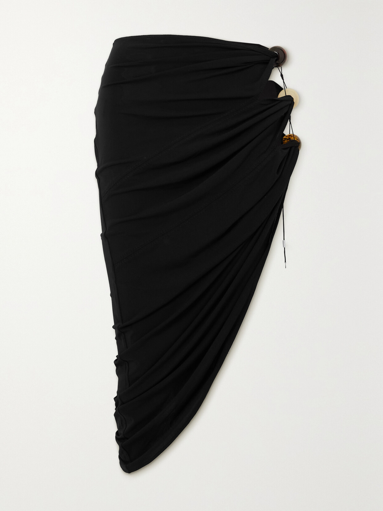 Jacquemus - Asymmetric Embellished Cutout Stretch-jersey Midi Skirt - Black