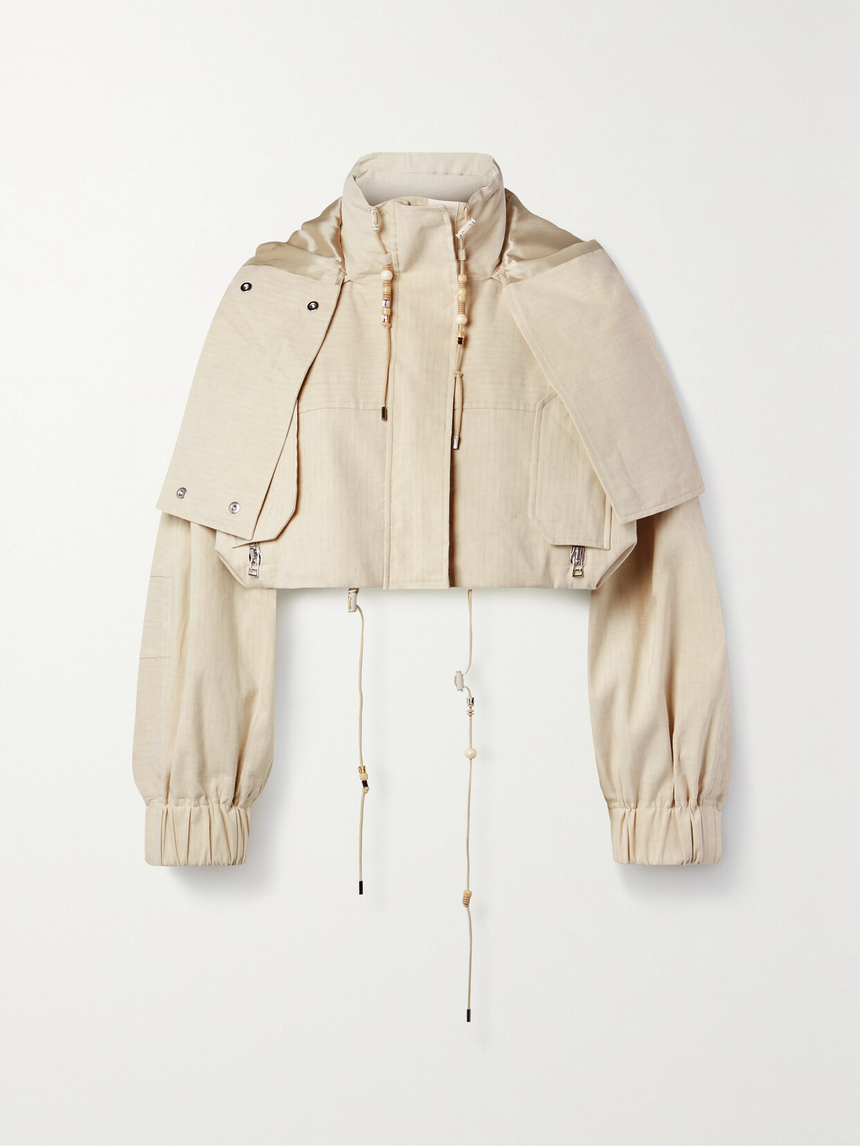 Jacquemus - Le Raphia Cropped Hooded Linen And Cotton-blend Jacket - Neutrals