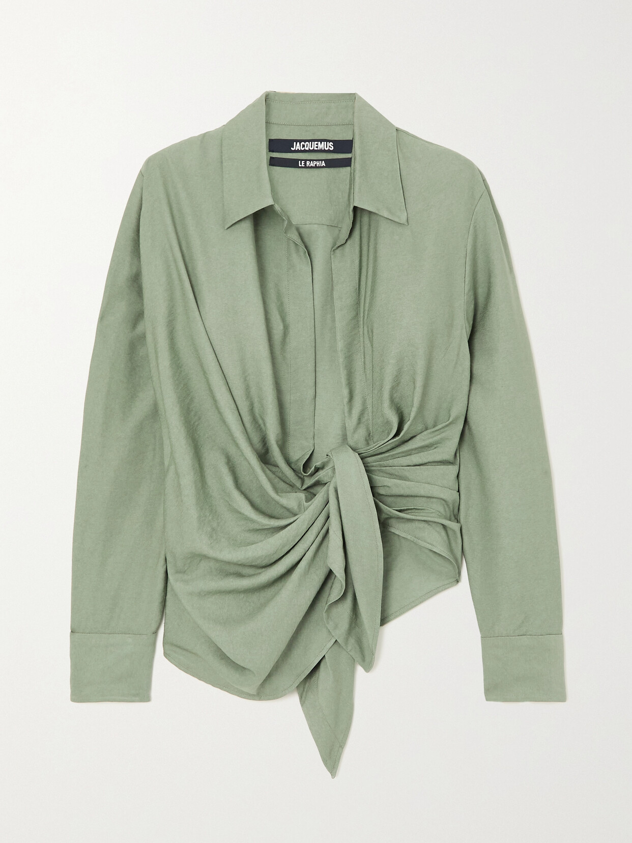 Jacquemus - Bahia Knotted Draped Twill Shirt - Green