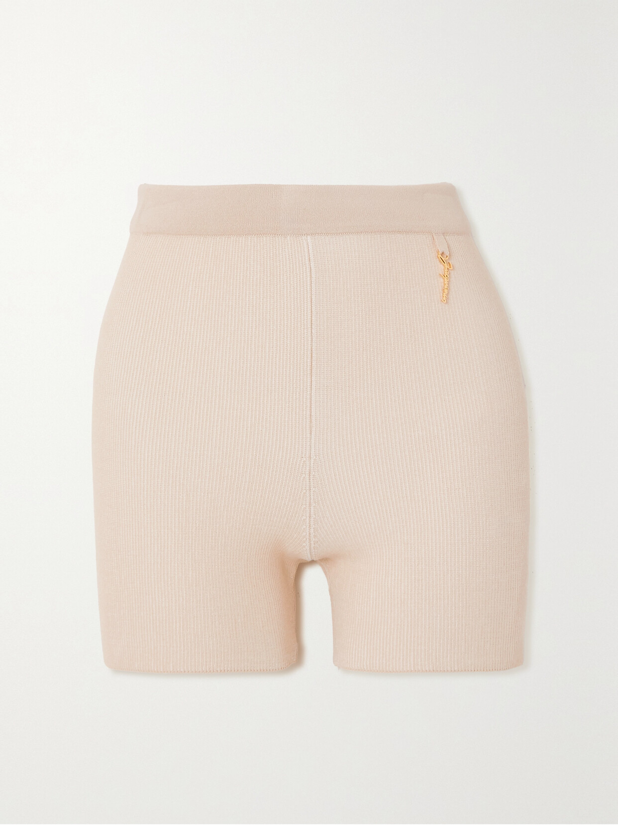 Jacquemus - Pralu Embellished Ribbed-knit Shorts - Neutrals