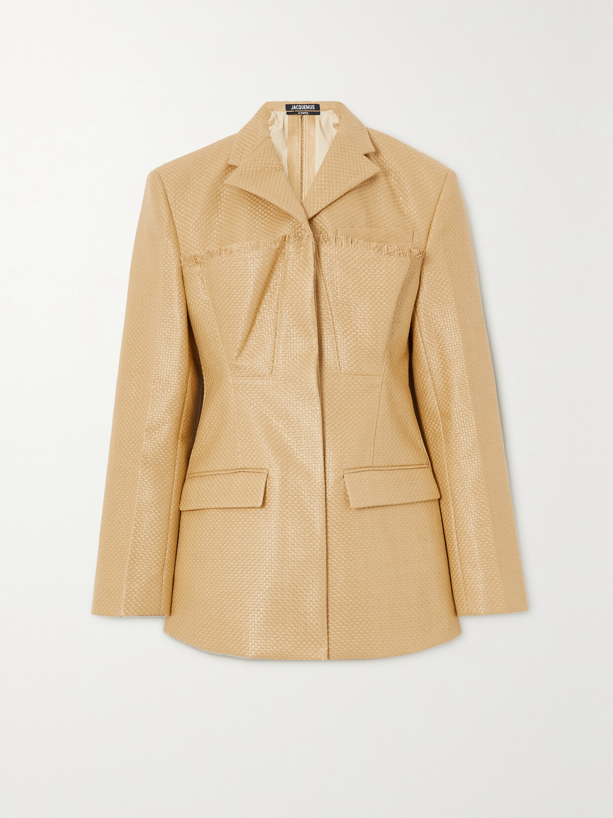 Jacquemus - Palha Embellished Frayed Woven Canvas Blazer - Neutrals