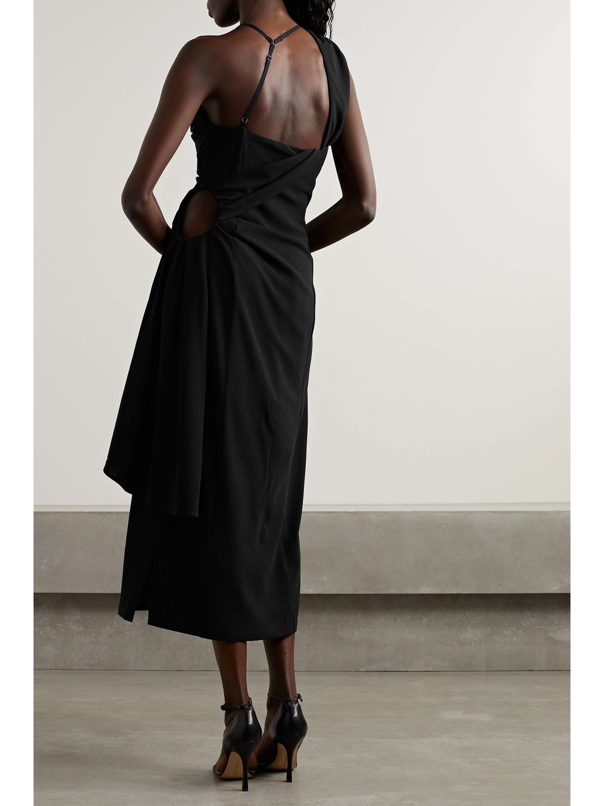 JACQUEMUS Abanada cutout draped wool-blend crepe midi dress | NET-A-PORTER