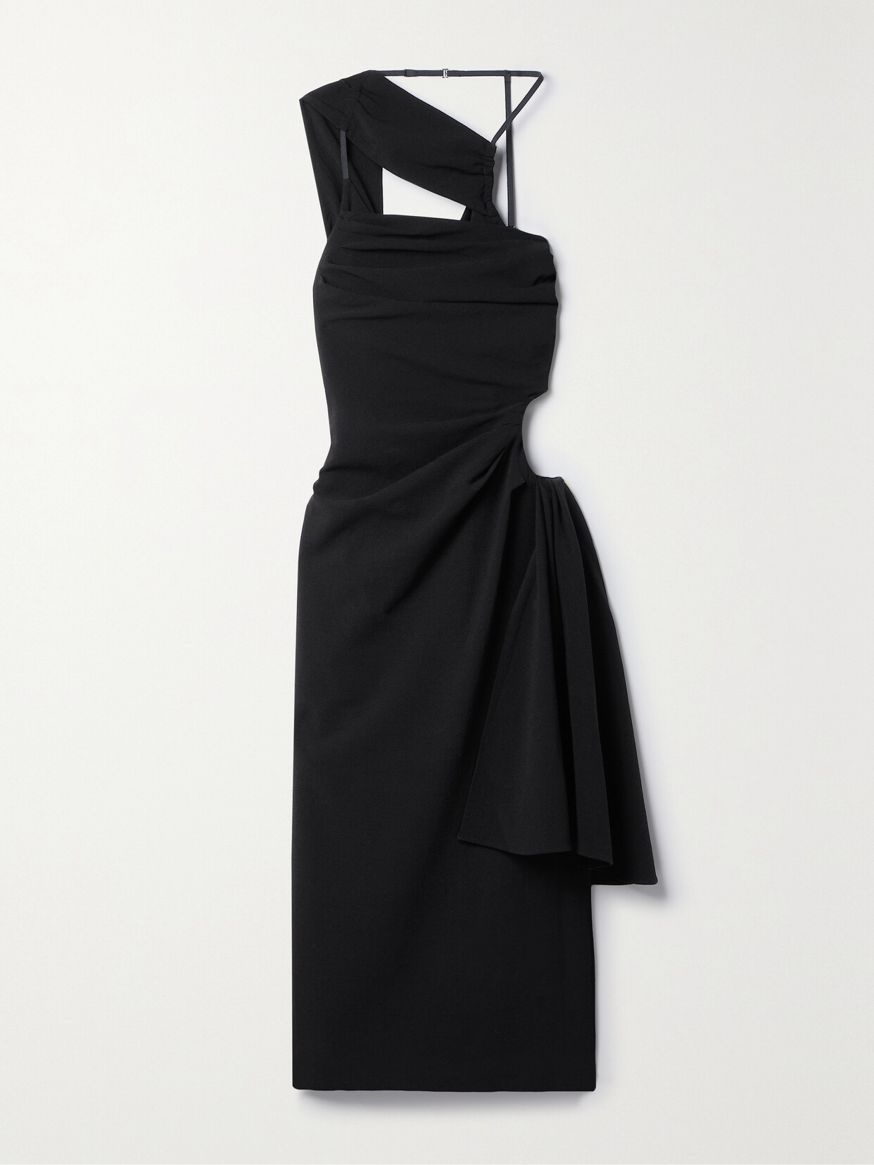 Jacquemus - Abanada Cutout Draped Wool-blend Crepe Midi Dress - Black