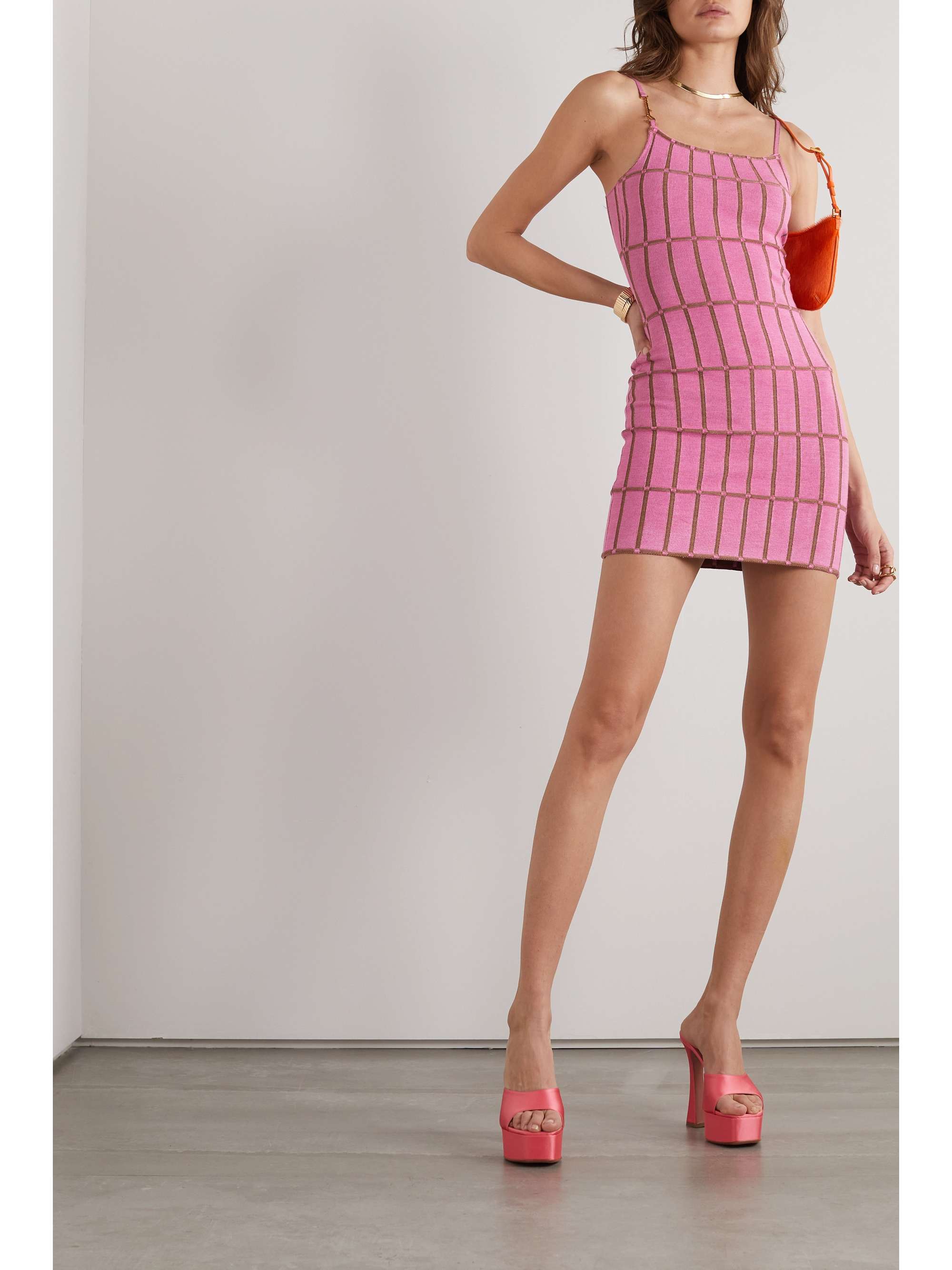 JACQUEMUS Malha embellished jacquard-knit mini dress