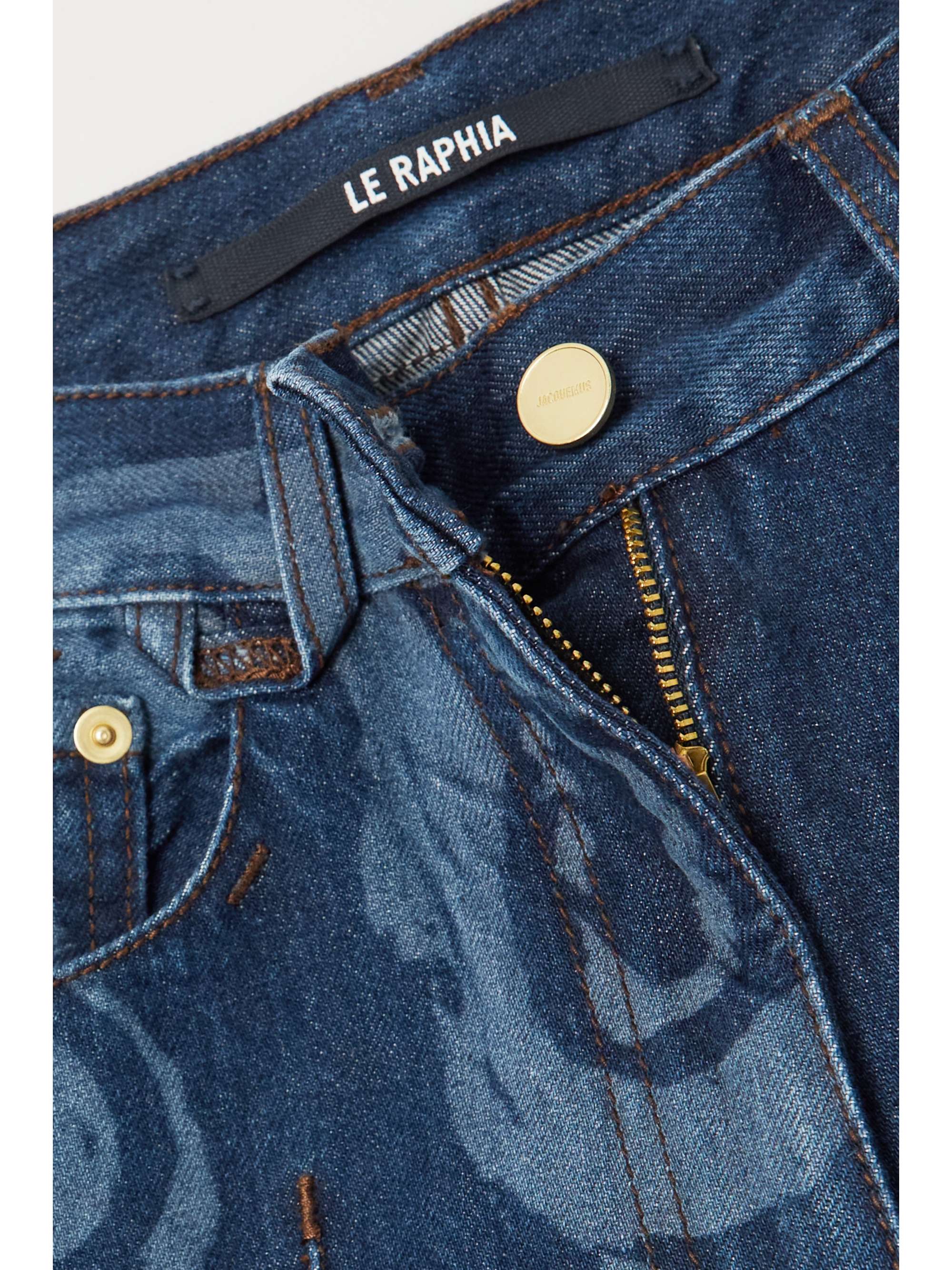 JACQUEMUS Le Raphia embroidered beaded straight-leg jeans