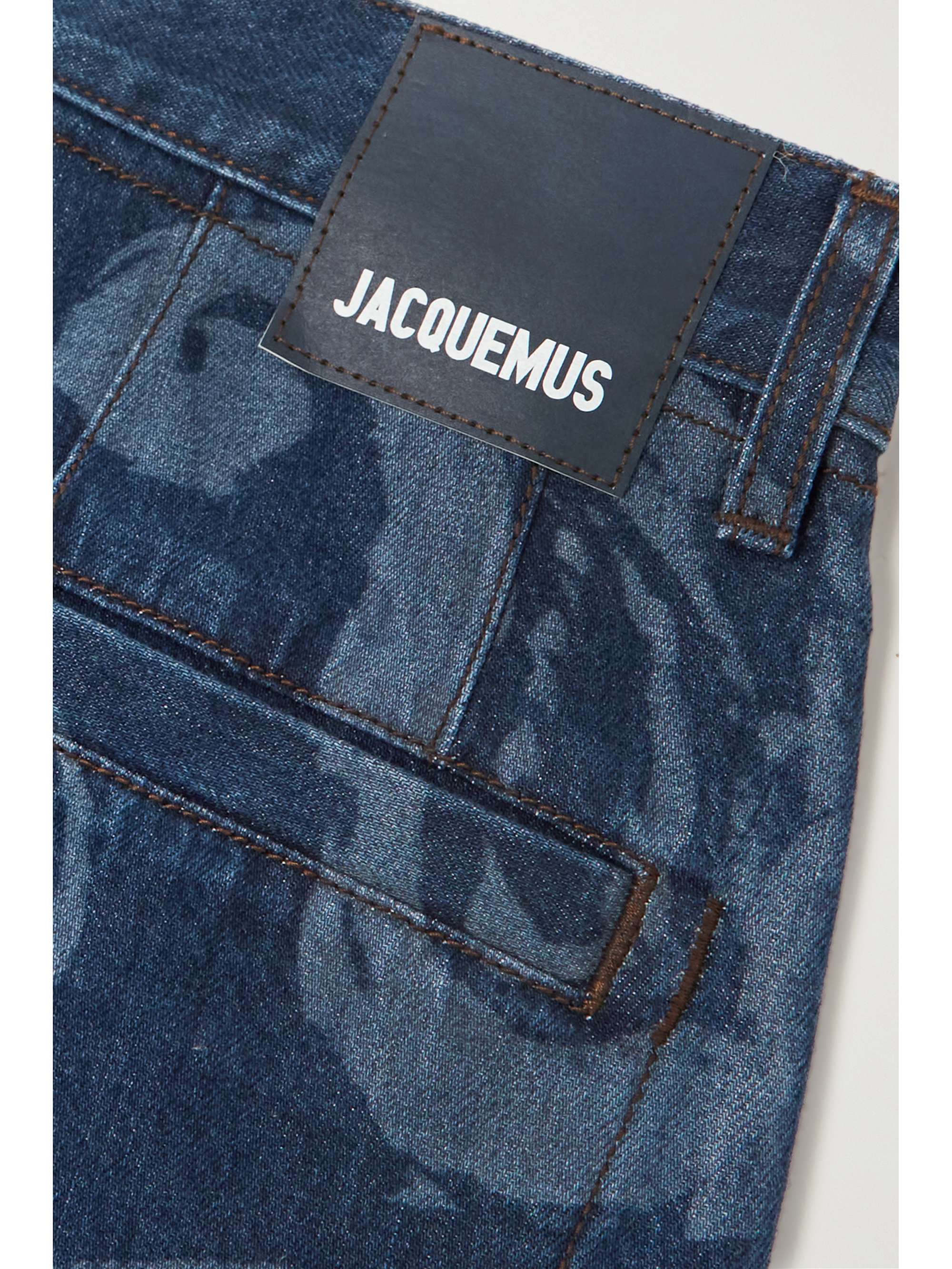 JACQUEMUS Le Raphia embroidered beaded straight-leg jeans
